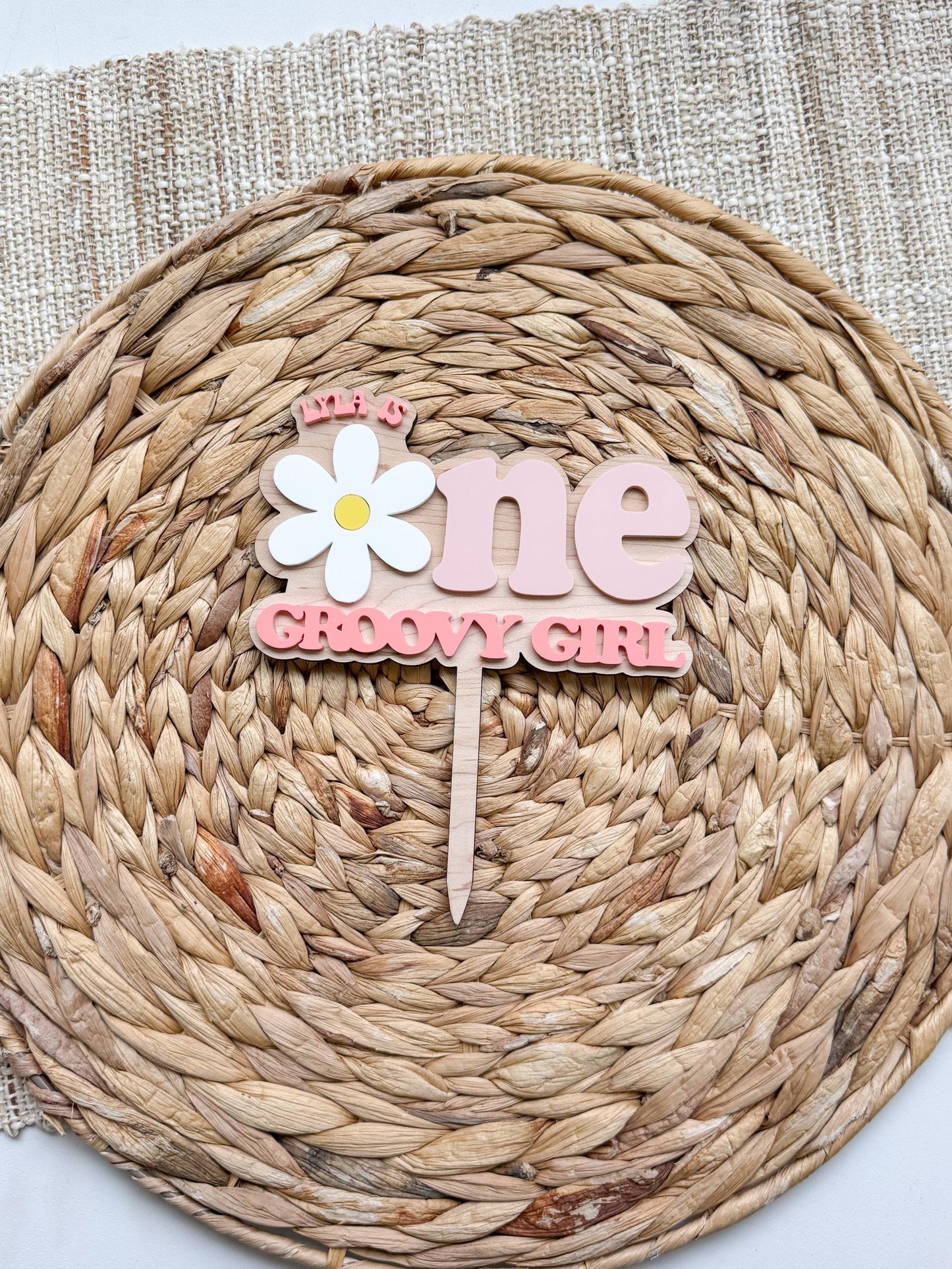 Groovy One Cake Topper | Retro Daisy First Birthday Decor