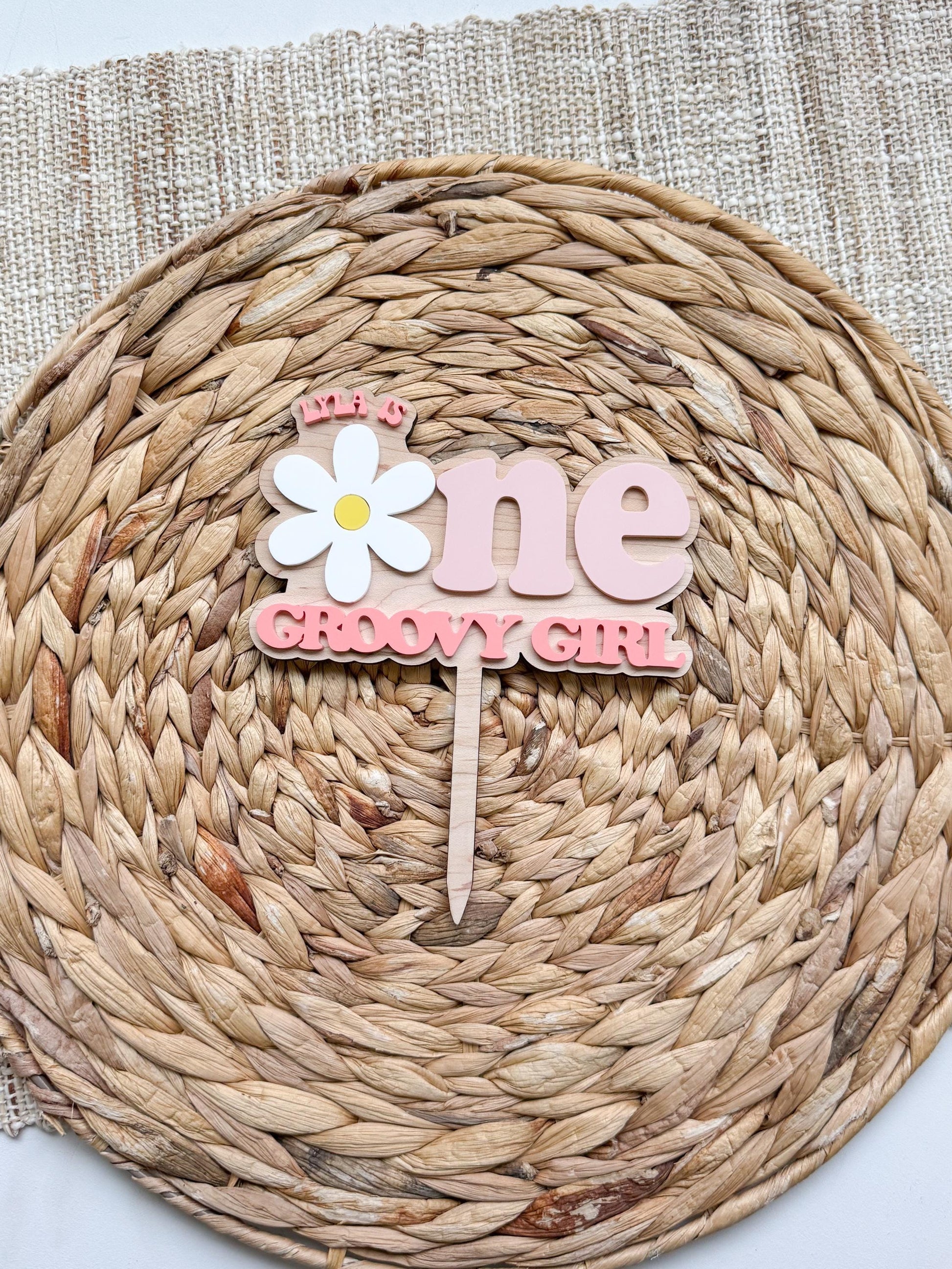 Groovy One Cake Topper | Retro Daisy First Birthday Decor