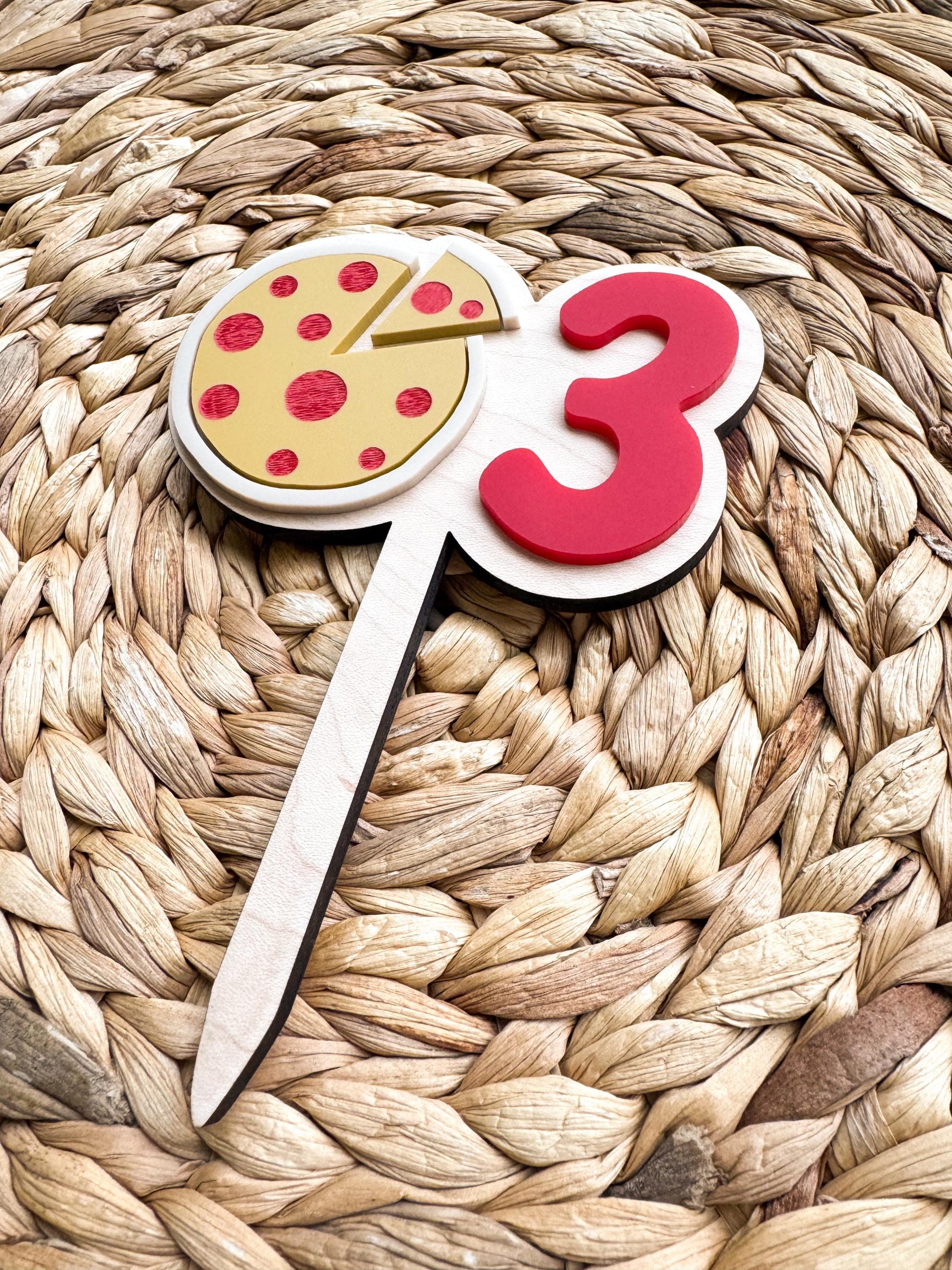 Pizza Birthday Cake Topper | Custom Birthday Party Decor | 3rd birthday Pizza Party | wanna pizza me birthday theme | slice of fun