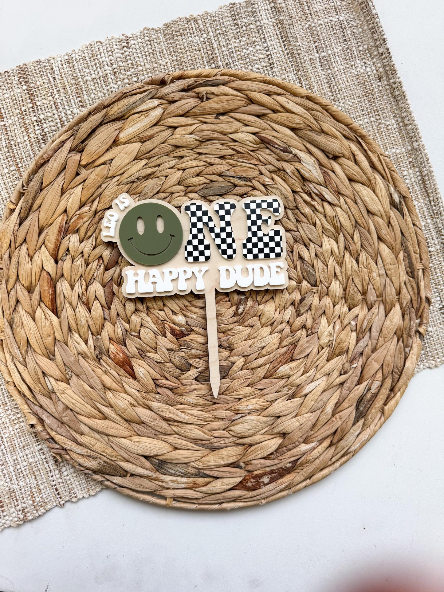 One Happy Dude Cake Topper | Birthday Party Decor | 1st birthday Party | boys birthday theme | Cake Topper Birthday | Checker Party Decor