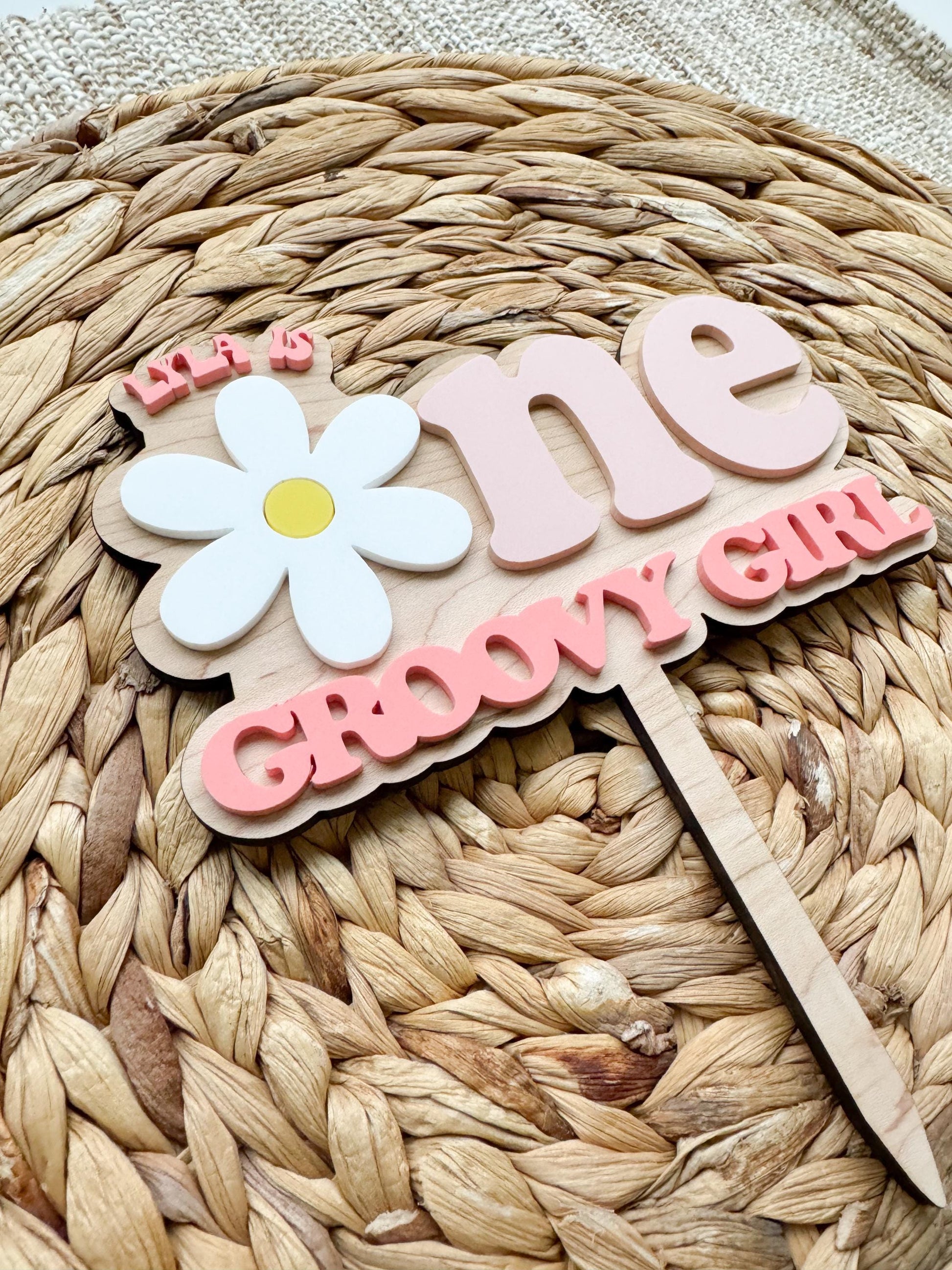 Groovy One Cake Topper | Retro Daisy First Birthday Decor