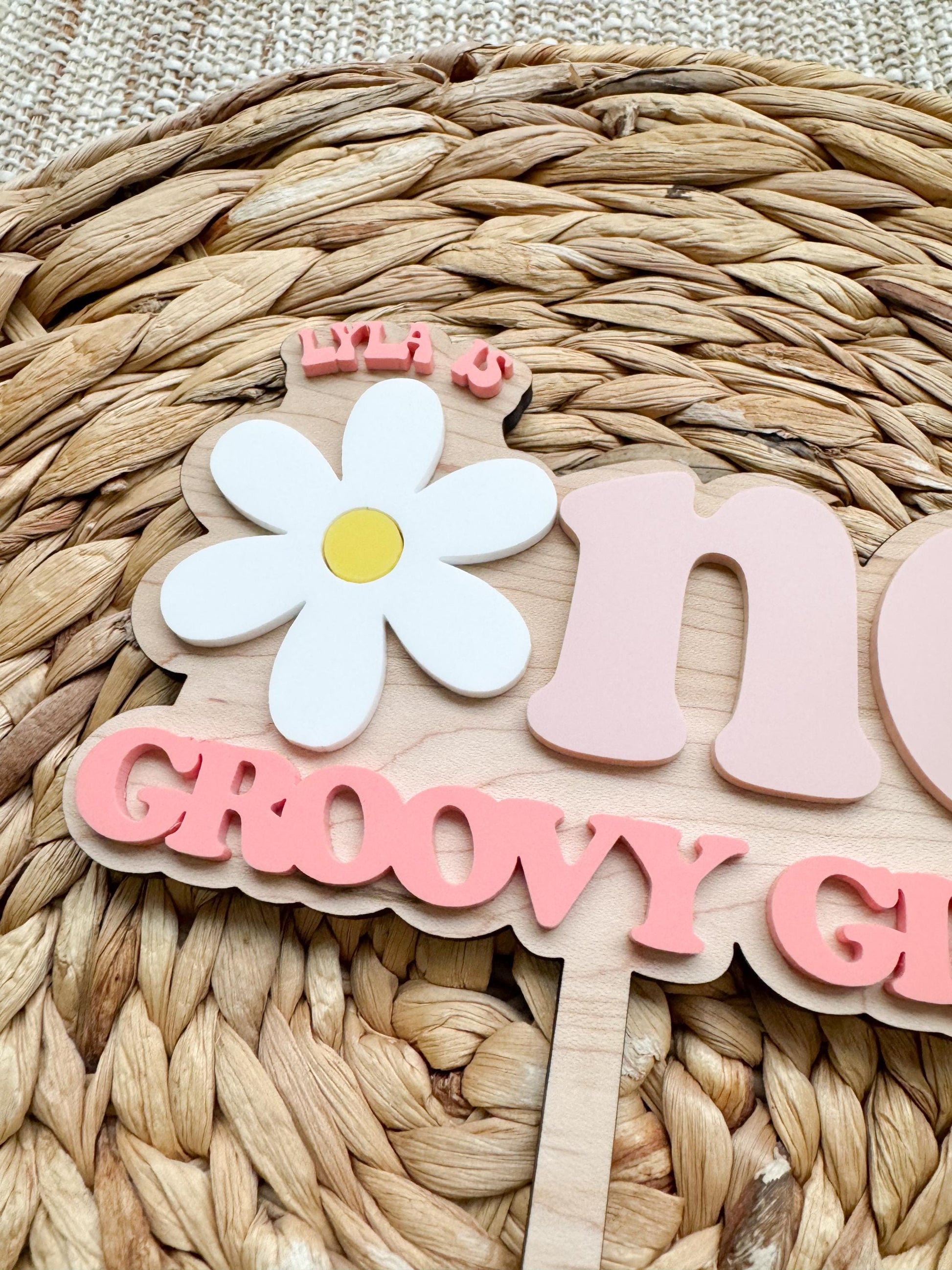 Groovy One Cake Topper | Retro Daisy First Birthday Decor