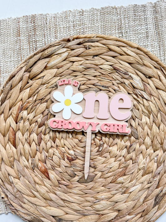 Groovy One Cake Topper | Retro Daisy First Birthday Decor