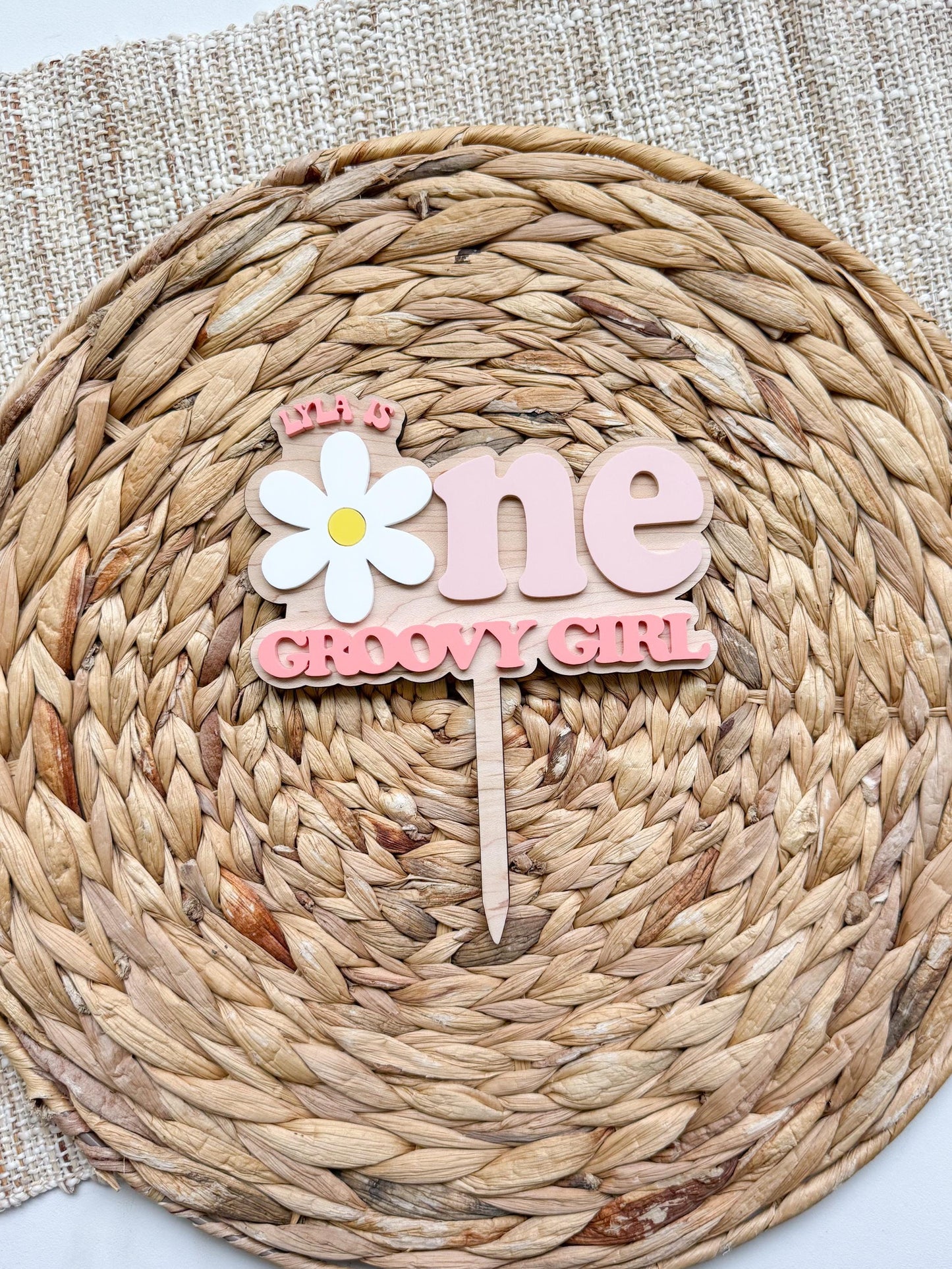 Groovy One Cake Topper | Retro Daisy First Birthday Decor