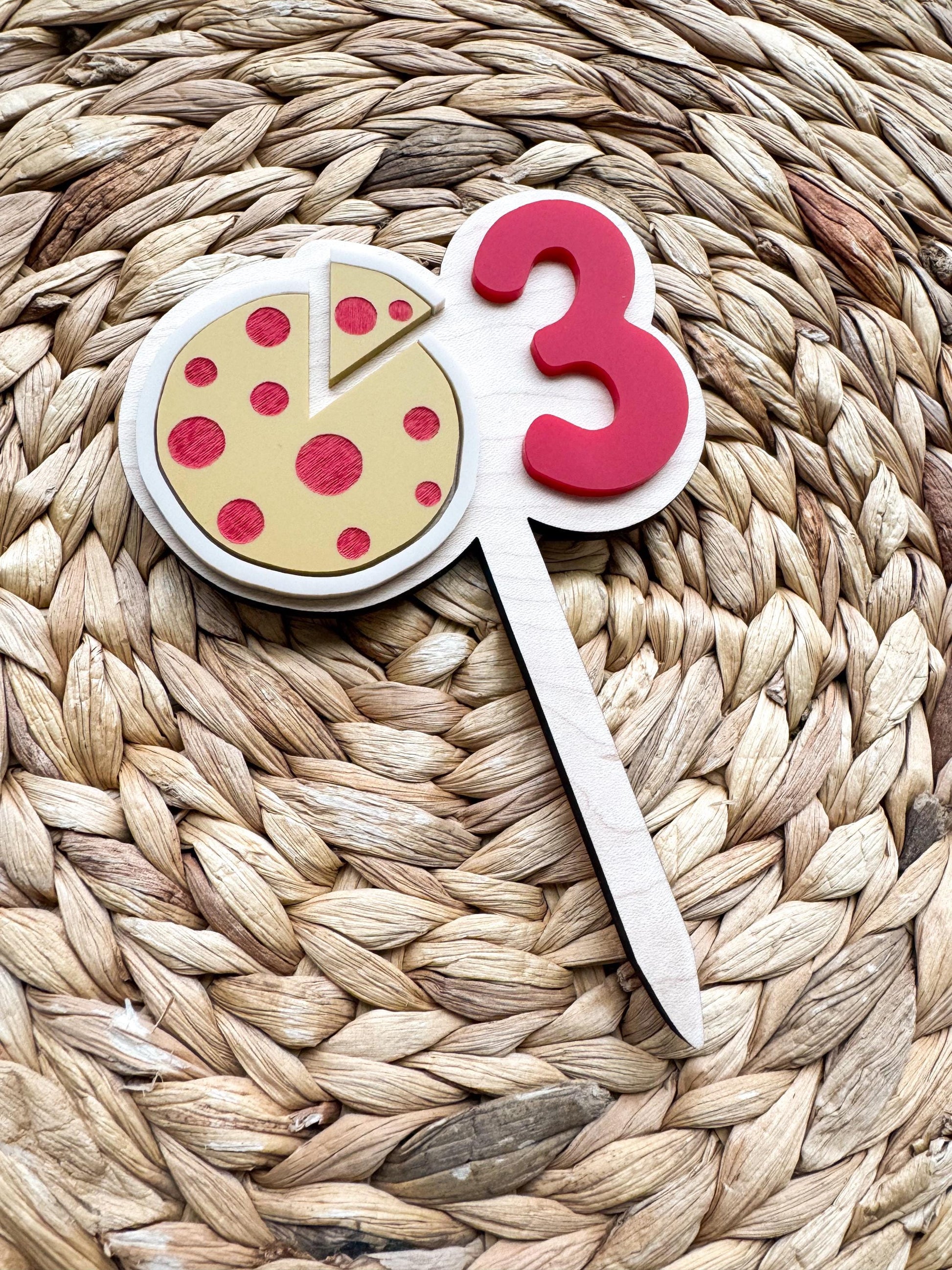 Pizza Birthday Cake Topper | Custom Birthday Party Decor | 3rd birthday Pizza Party | wanna pizza me birthday theme | slice of fun