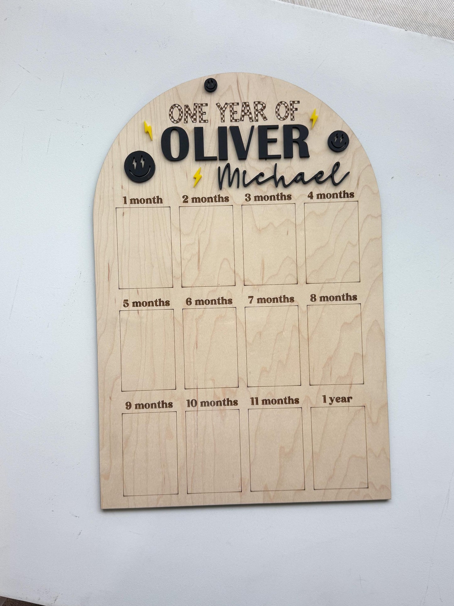 One Year of Photos Milestone Board – Custom First Birthday Photo Display