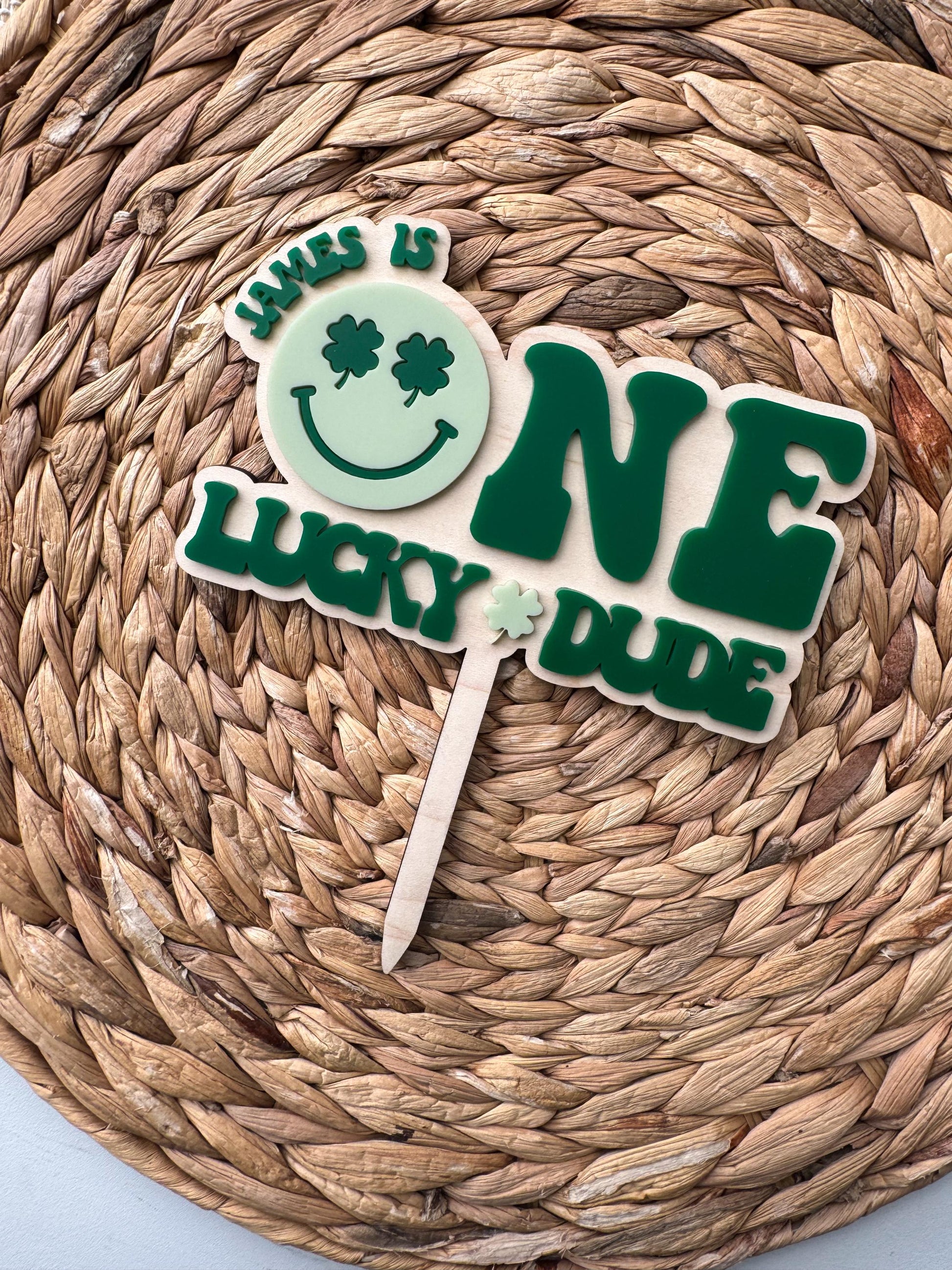One Lucky Dude First Cake Topper | 1st Birthday Party Decor | St Patricks theme
