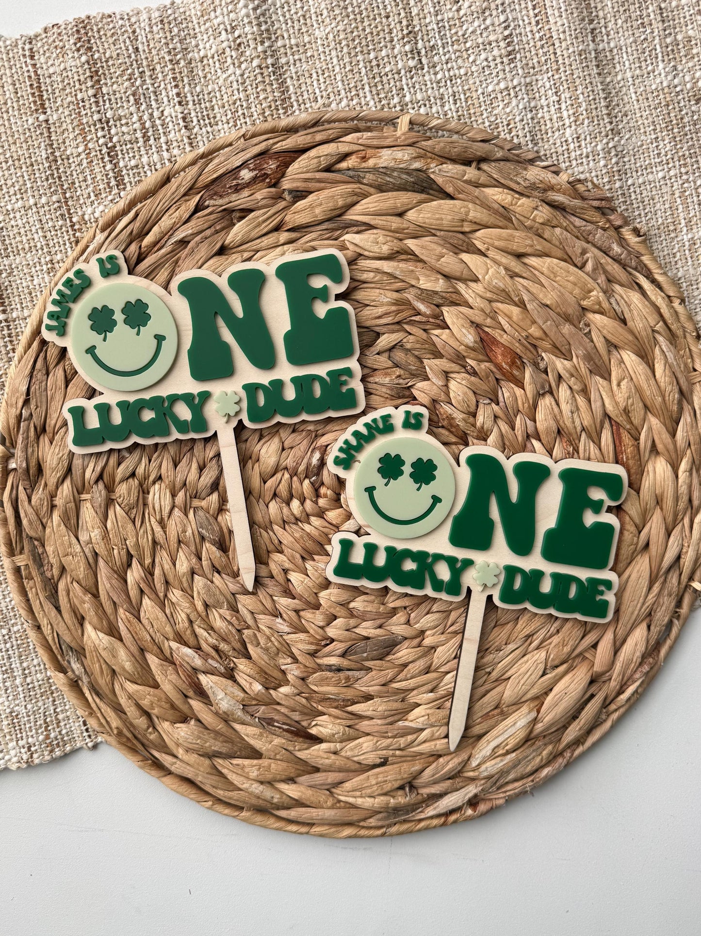 One Lucky Dude First Cake Topper | 1st Birthday Party Decor | St Patricks theme