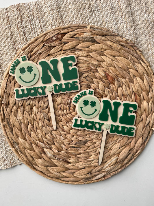 One Lucky Dude First Cake Topper | 1st Birthday Party Decor | St Patricks theme