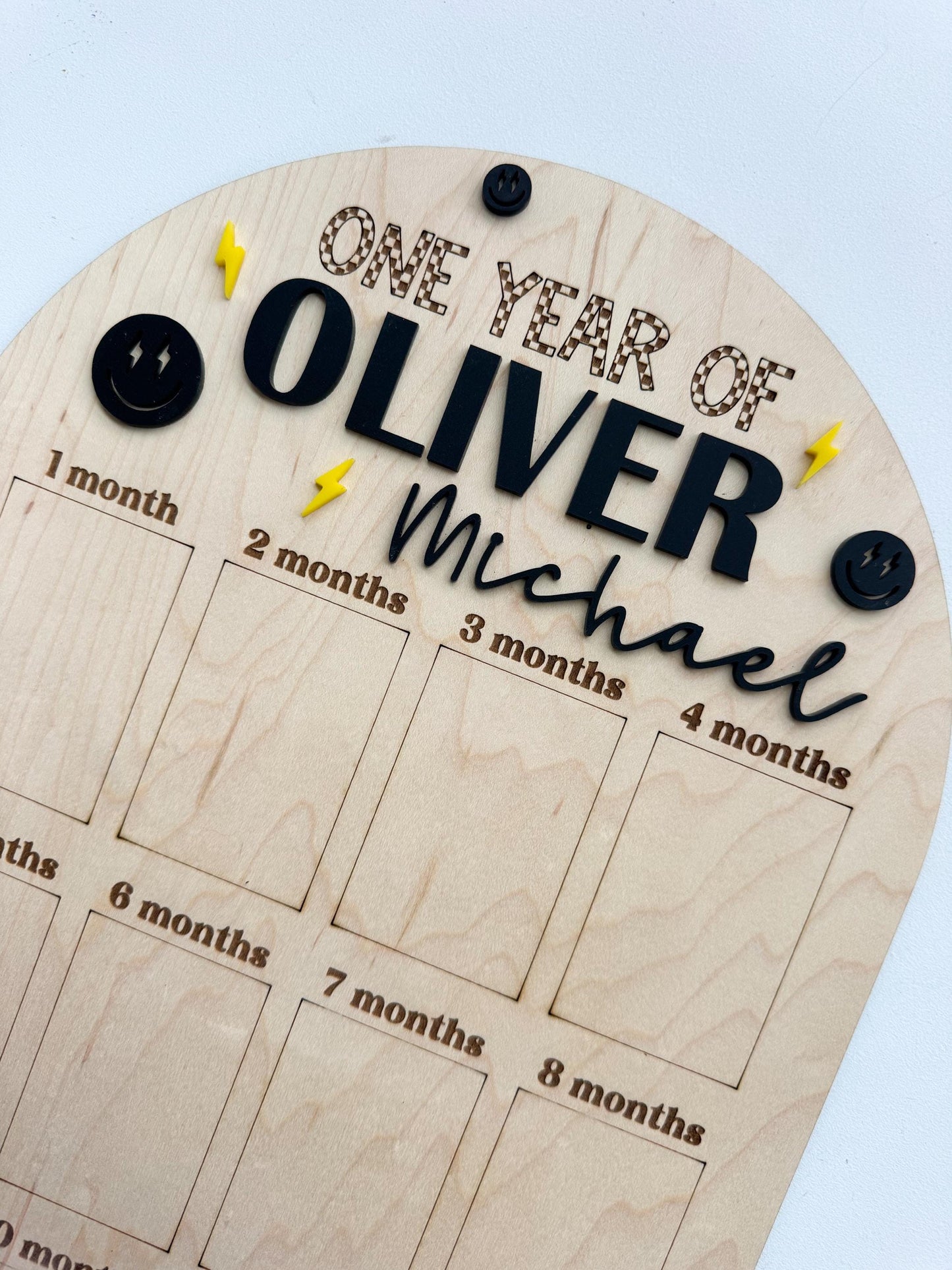 First Year Photo Board | One Cool | Monthly Milestone | 1st Birthday Party Decor | One Year of | Checkerboard | My First Year | Rad Boy Girl