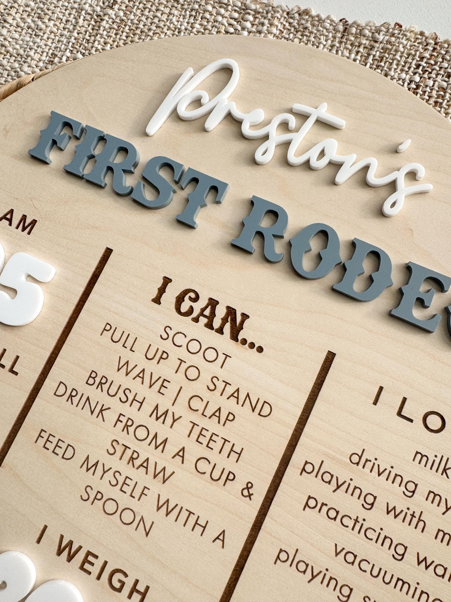 First Rodeo Milestone Board – Personalized Western Birthday Sign - 1st Year Party