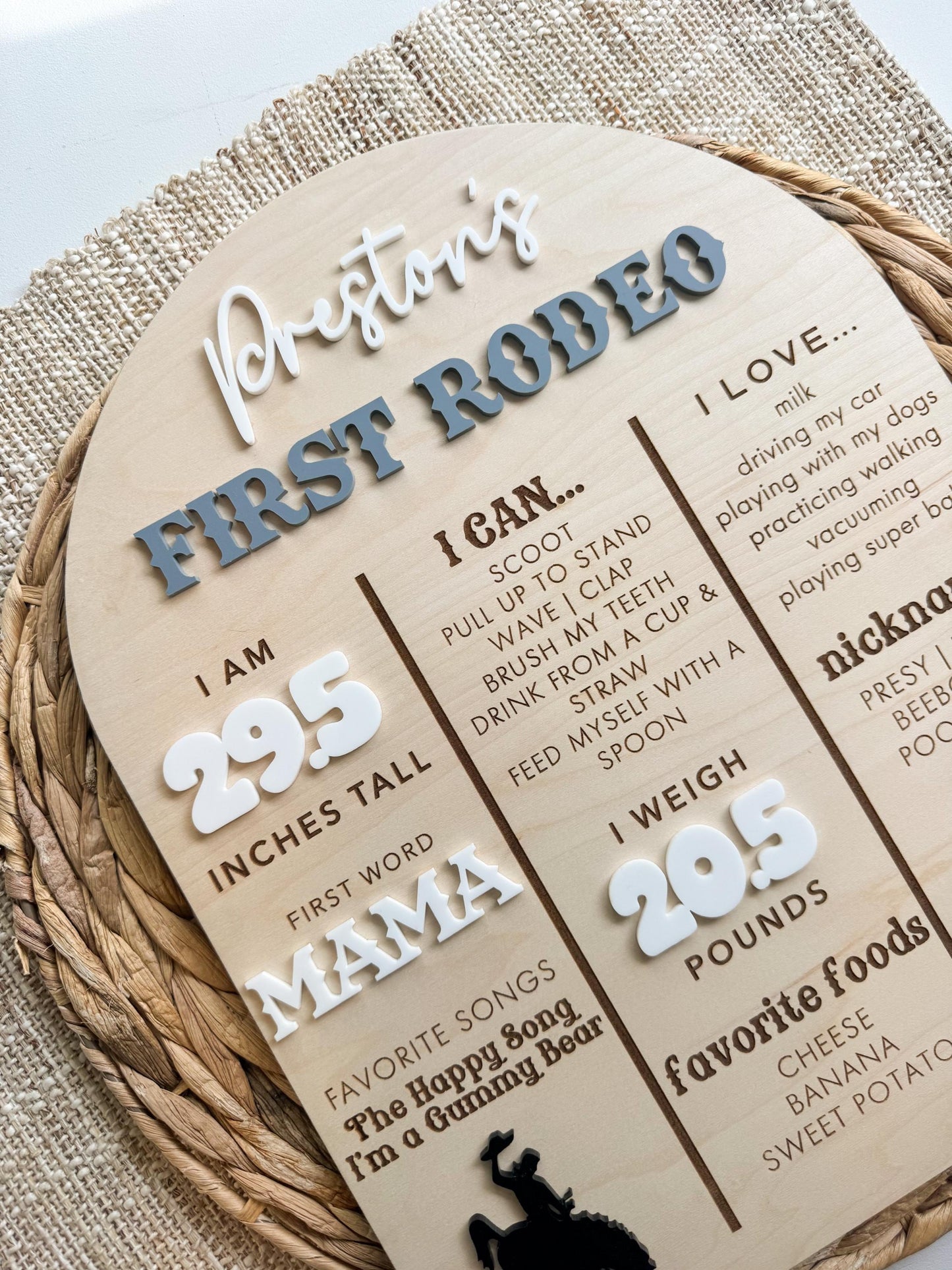 First Rodeo Milestone Board – Personalized Western Birthday Sign - 1st Year Party