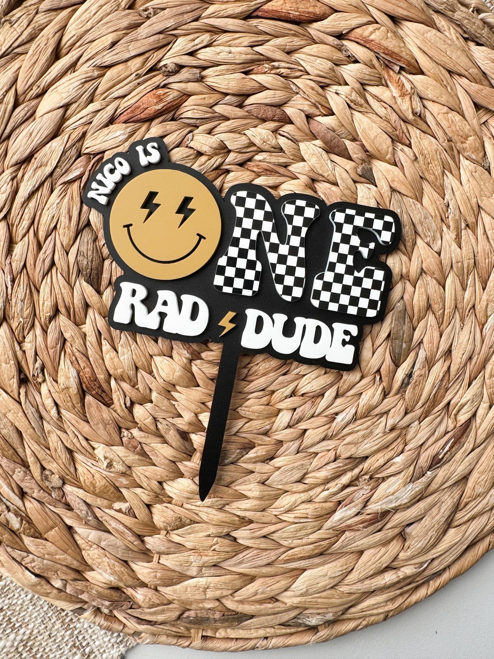 One Rad Dude Cake Topper | First Birthday Party Decoration | Happy 1st decor