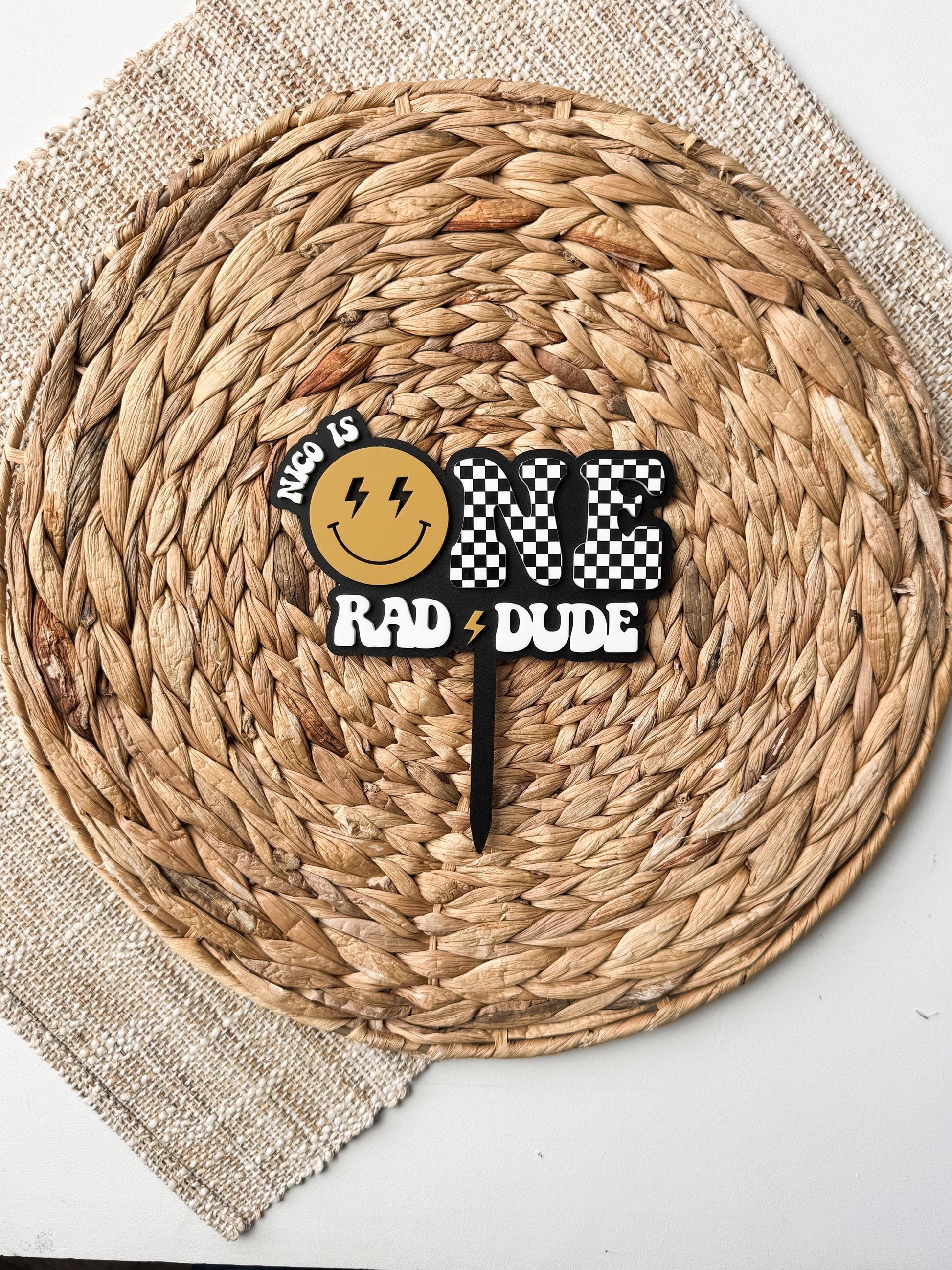 One Rad Dude Cake Topper | First Birthday Party Decoration | Happy 1st decor