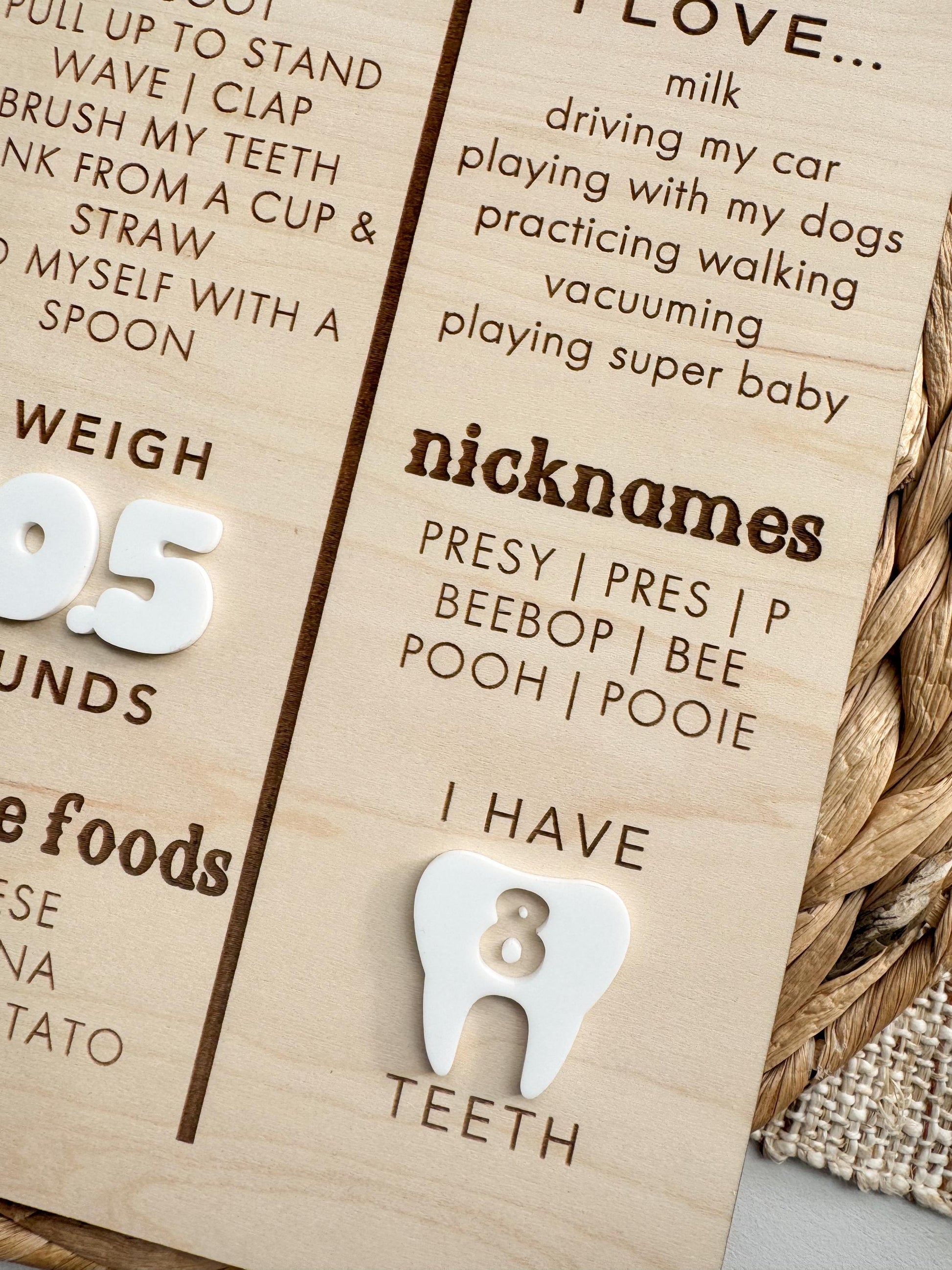 Personalized First Rodeo first birthday stat board showing baby stats and western design