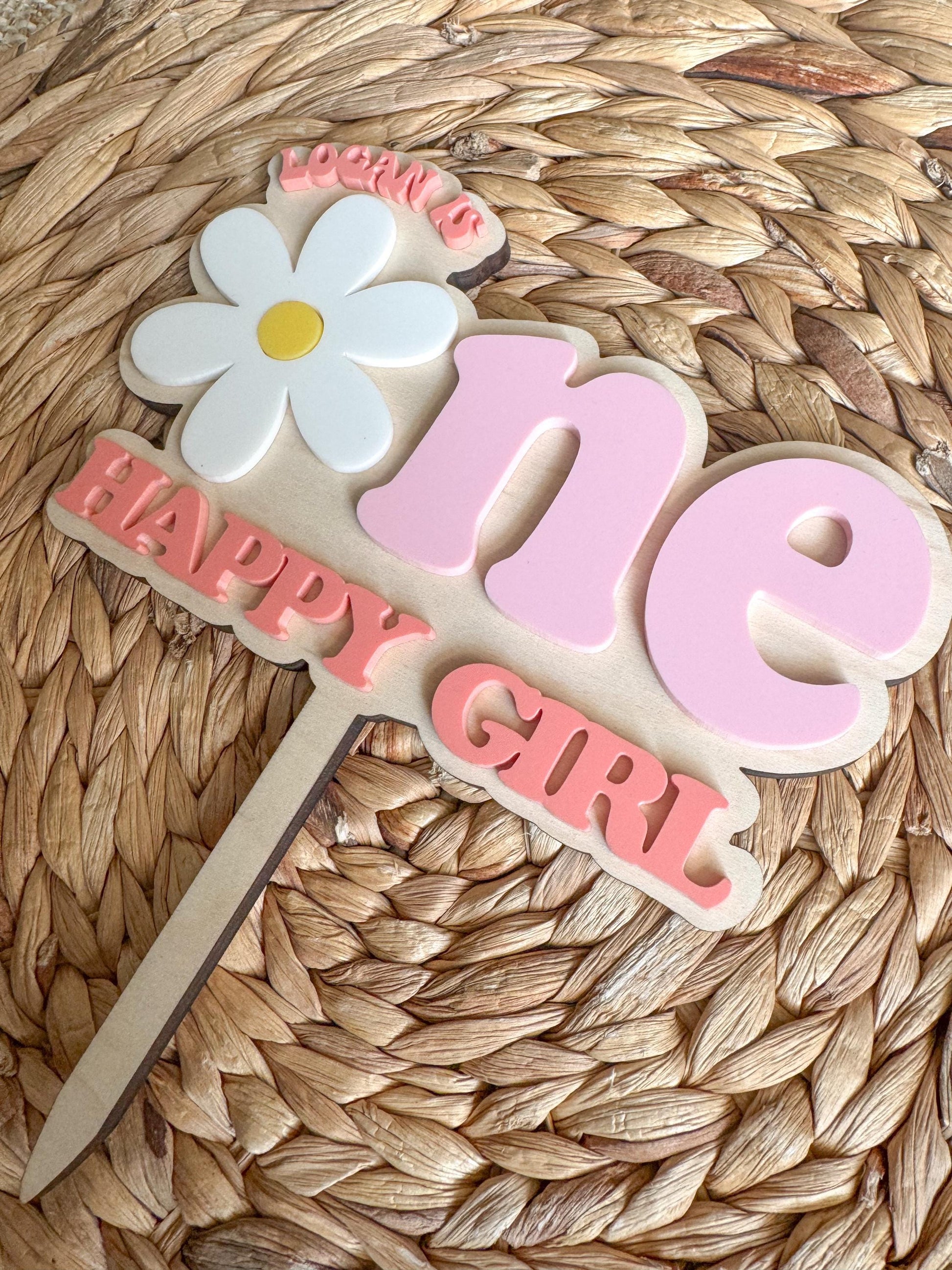 One Happy Girl – Daisy Cake Topper | First Birthday Floral Party Decor