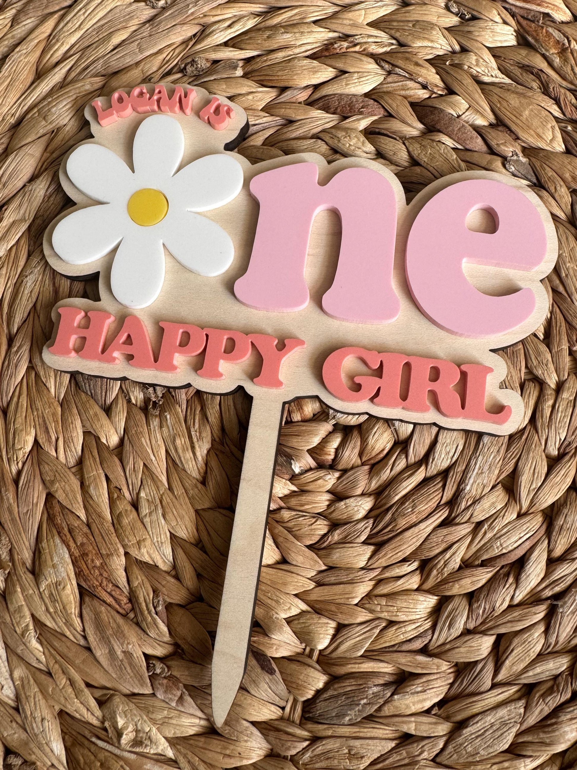 One Happy Girl – Daisy Cake Topper | First Birthday Floral Party Decor