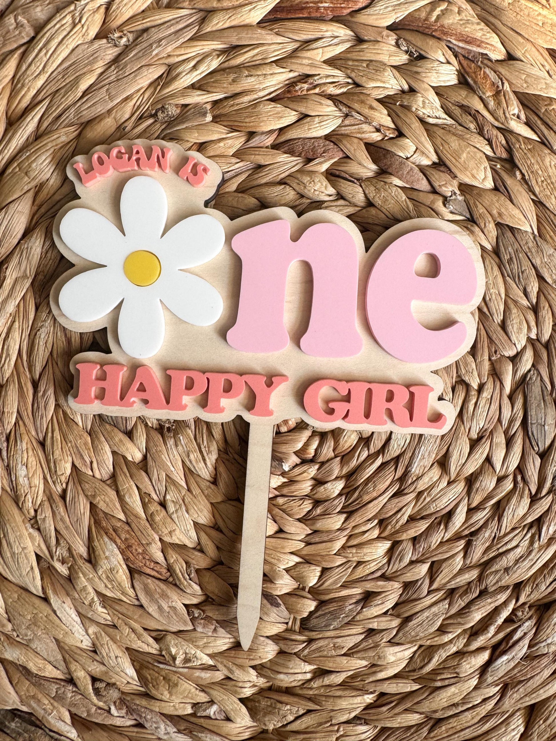 One Sweet Daisy Cake Topper First Birthday Floral Party Decor Personalized Name Retro