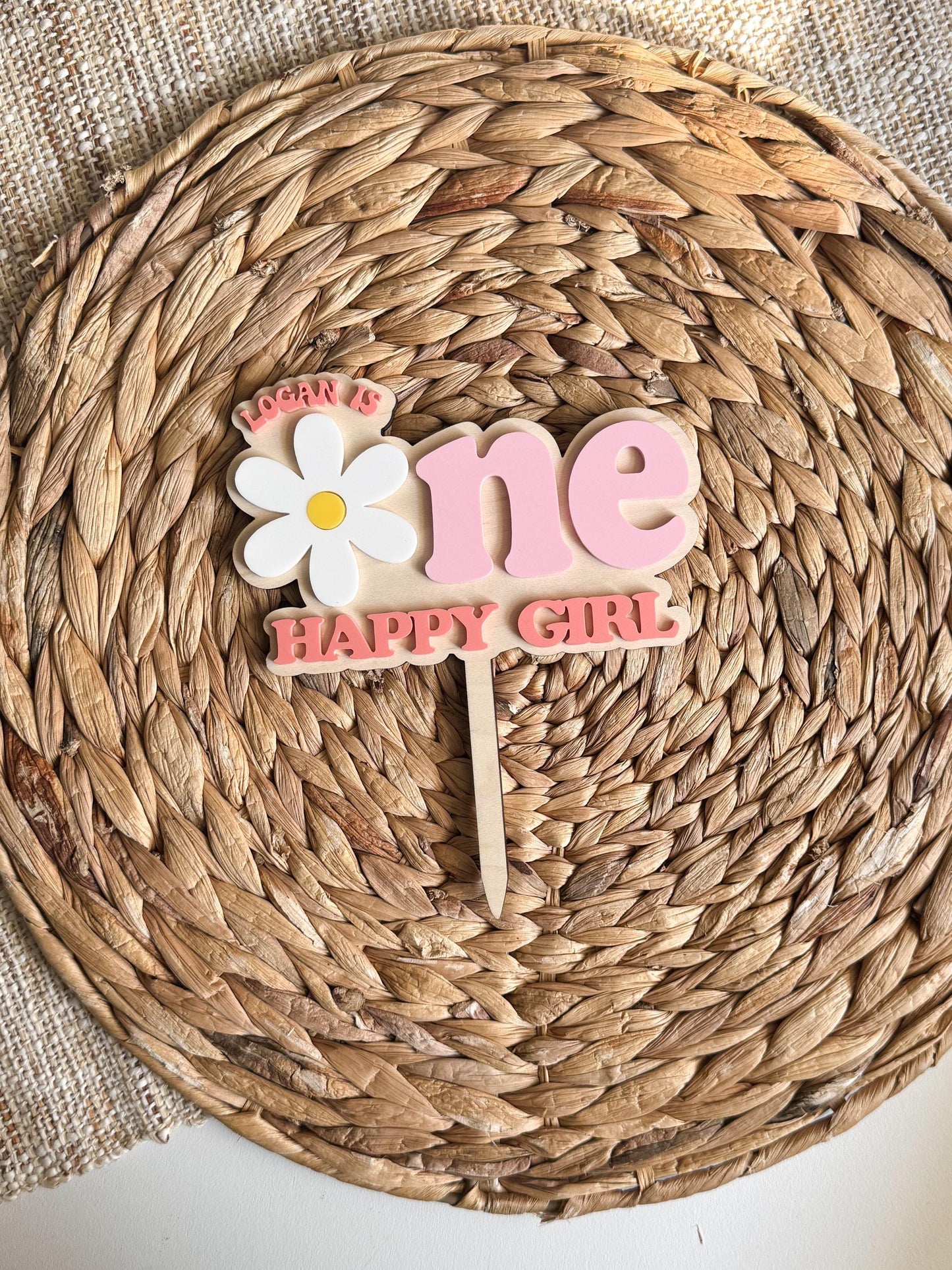 One Sweet Daisy Cake Topper First Birthday Floral Party Decor Personalized Name Retro
