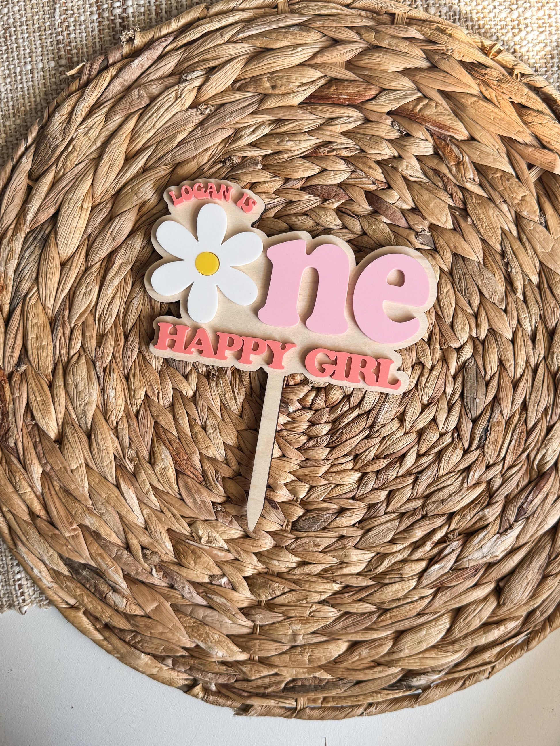 One Happy Girl – Daisy Cake Topper | First Birthday Floral Party Decor