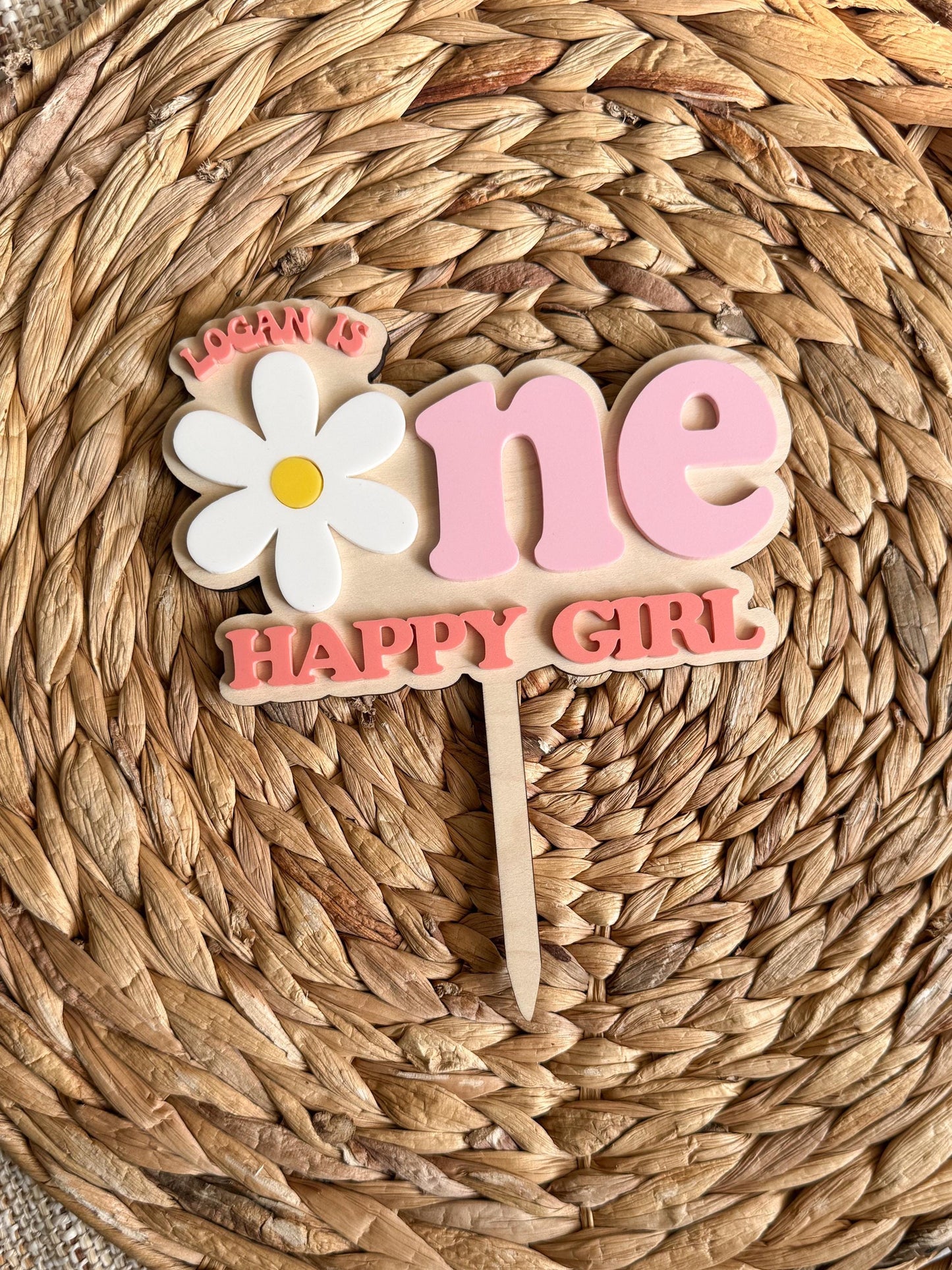 One Sweet Daisy Cake Topper First Birthday Floral Party Decor Personalized Name Retro