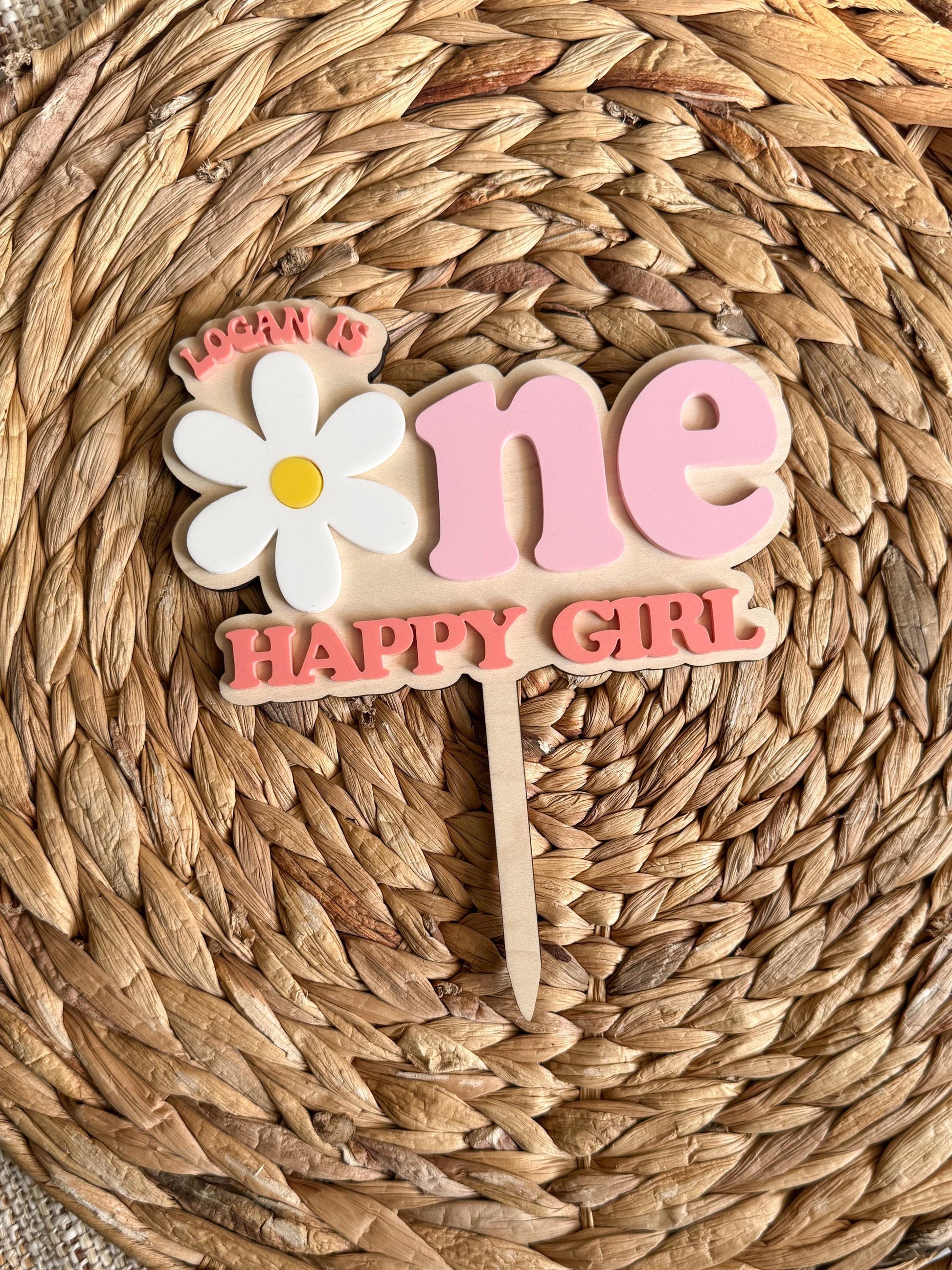 One Sweet Daisy Cake Topper First Birthday Floral Party Decor Personalized Name Retro