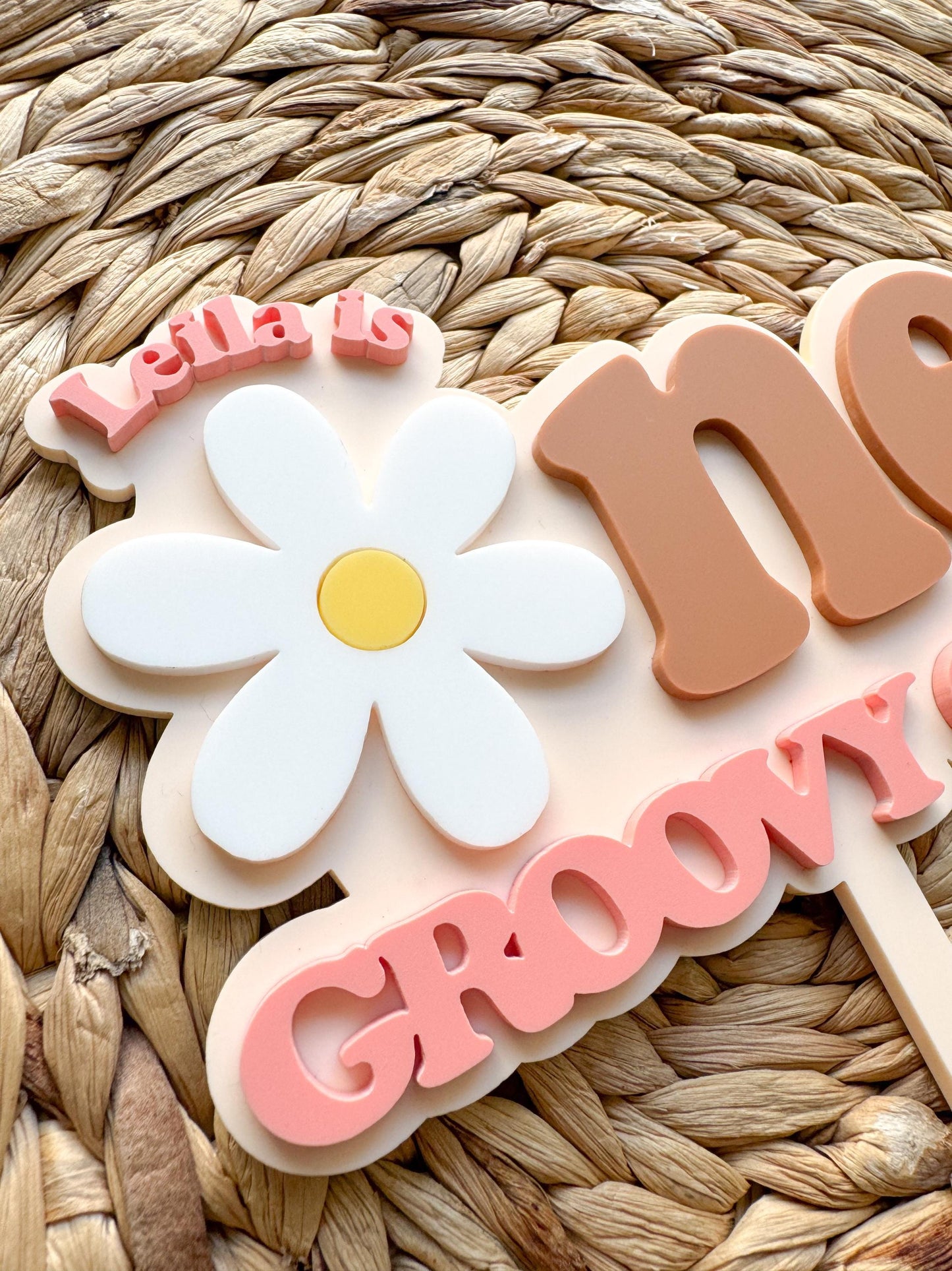 One Sweet Daisy Cake Topper First Birthday Floral Party Decor Personalized Name Retro