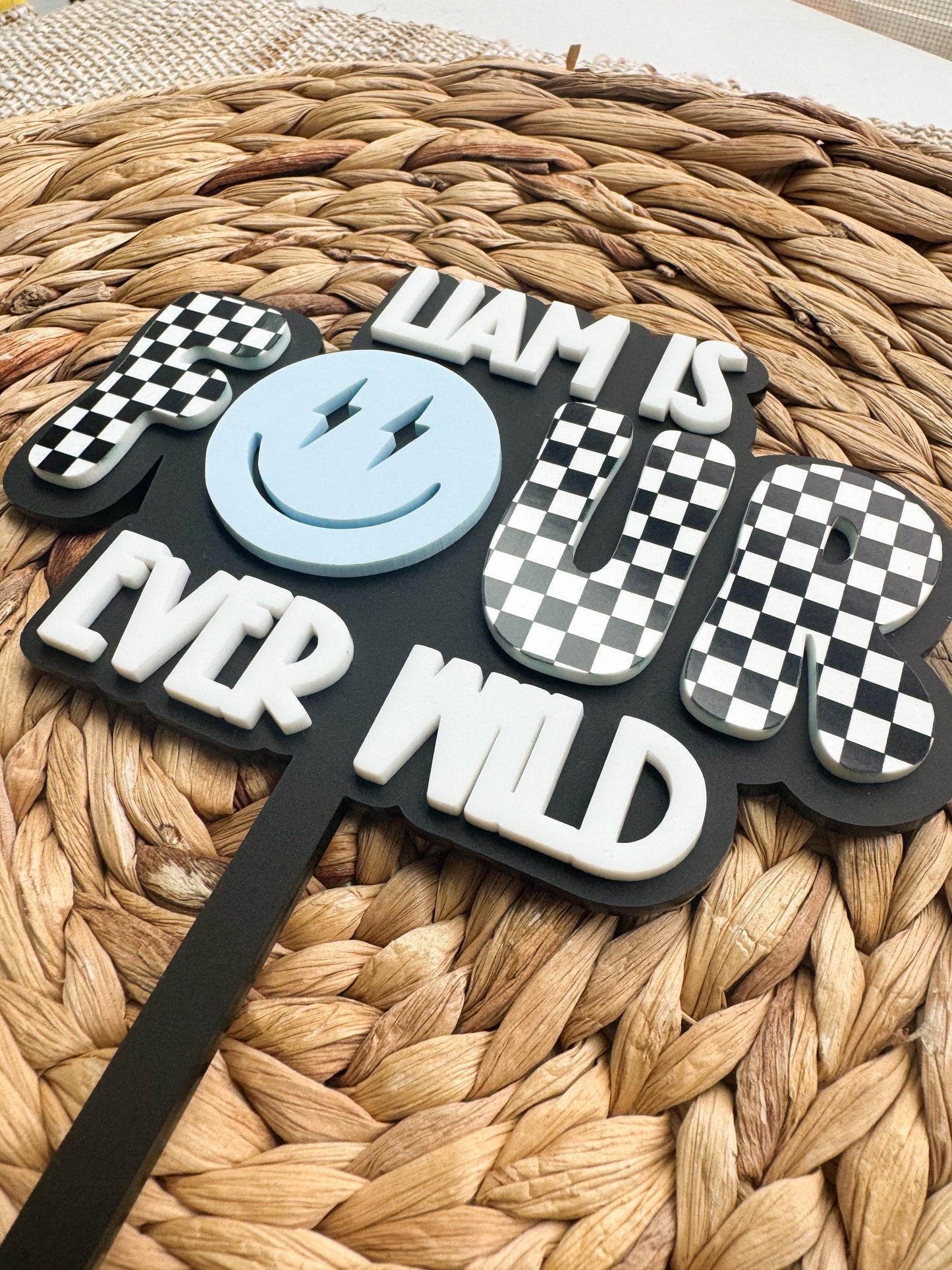 4th Birthday Cake Topper Four Ever Wild Personalized Name Wild Party Decor