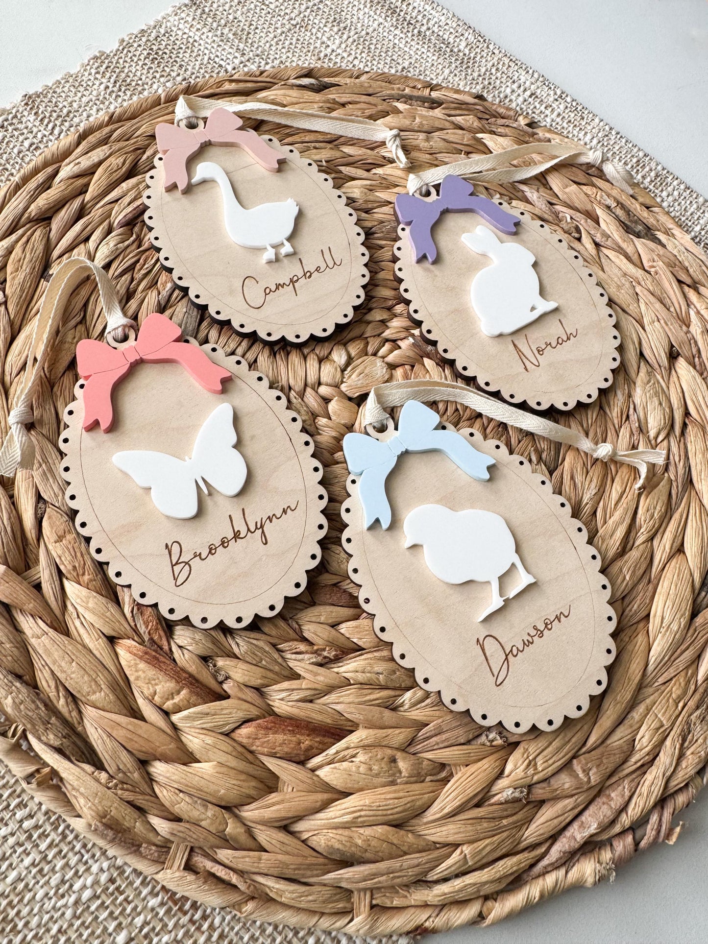 Multiple style Easter basket tags personalized with names for kids Easter baskets