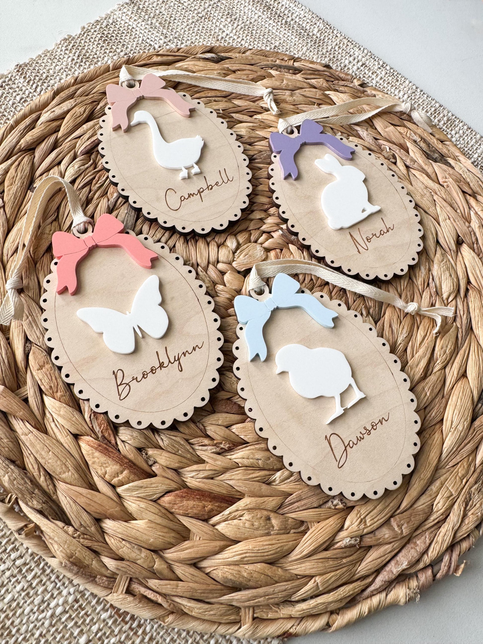 Multiple style Easter basket tags personalized with names for kids Easter baskets