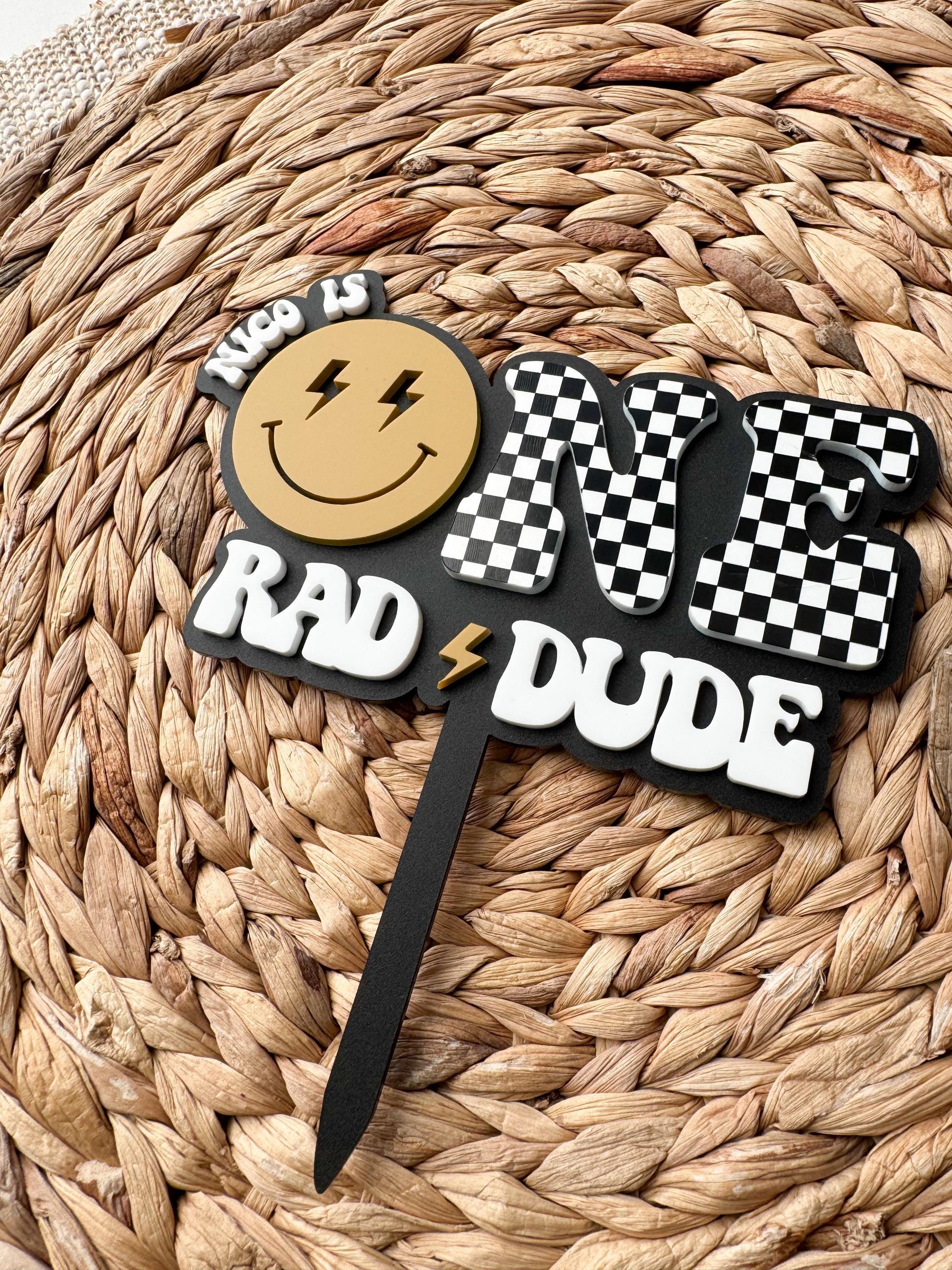 One Rad Dude Cake Topper | First Birthday Party Decoration | Happy 1st decor