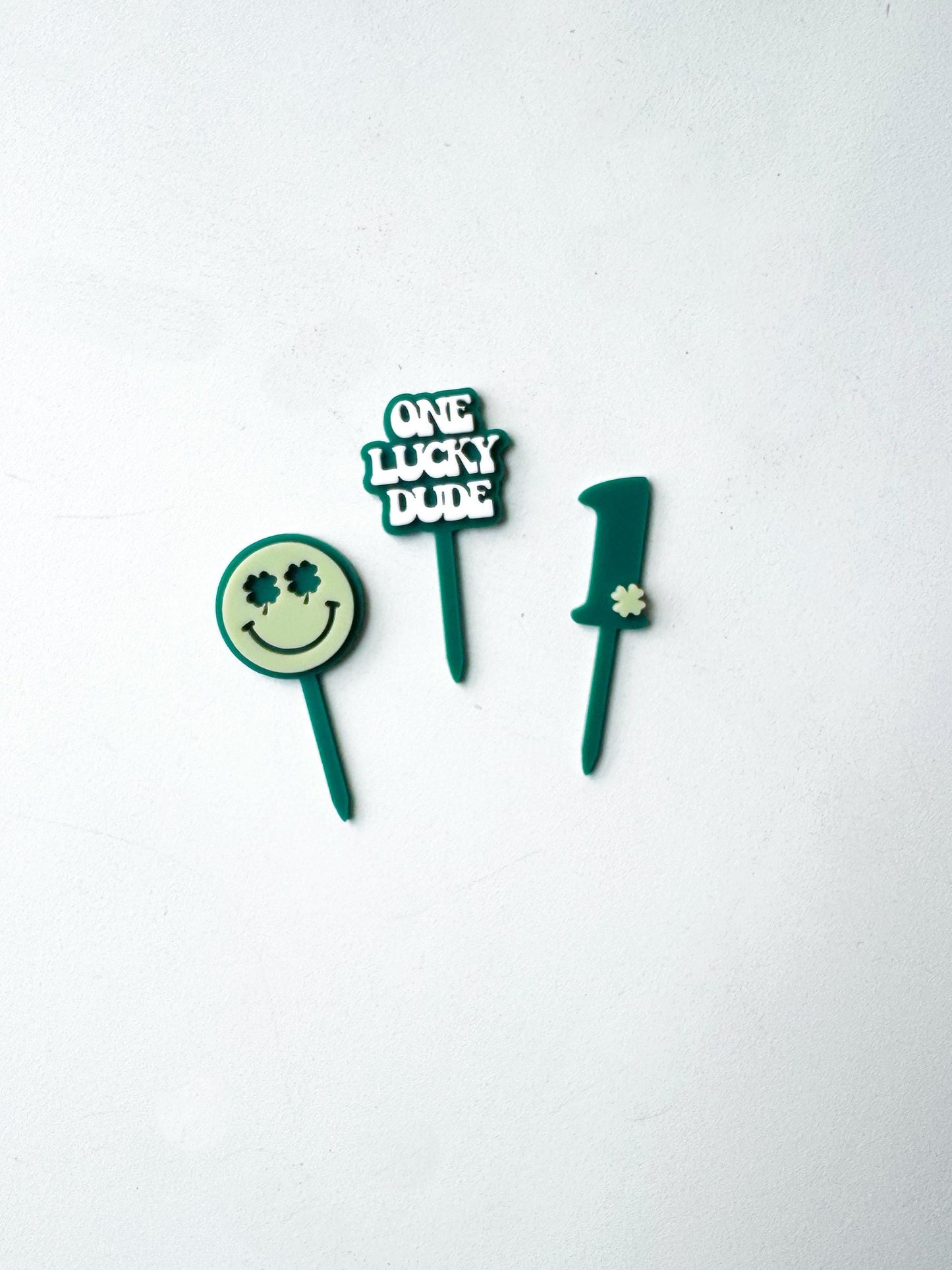 One Lucky Dude Cupcake Toppers, First Birthday Boy, Smiley Face Theme