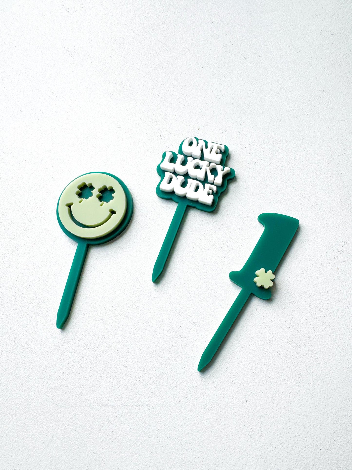 One Lucky Dude Cupcake Toppers, First Birthday Boy, Smiley Face Theme