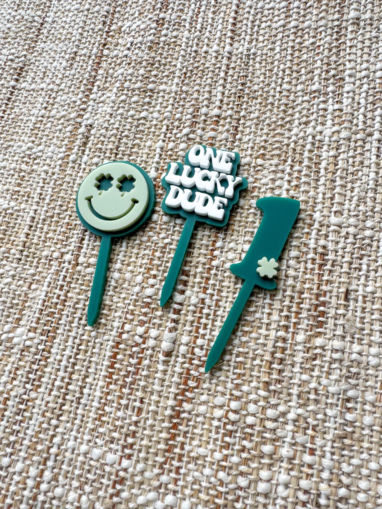One Lucky Dude Cupcake Toppers, First Birthday Boy, Smiley Face Theme