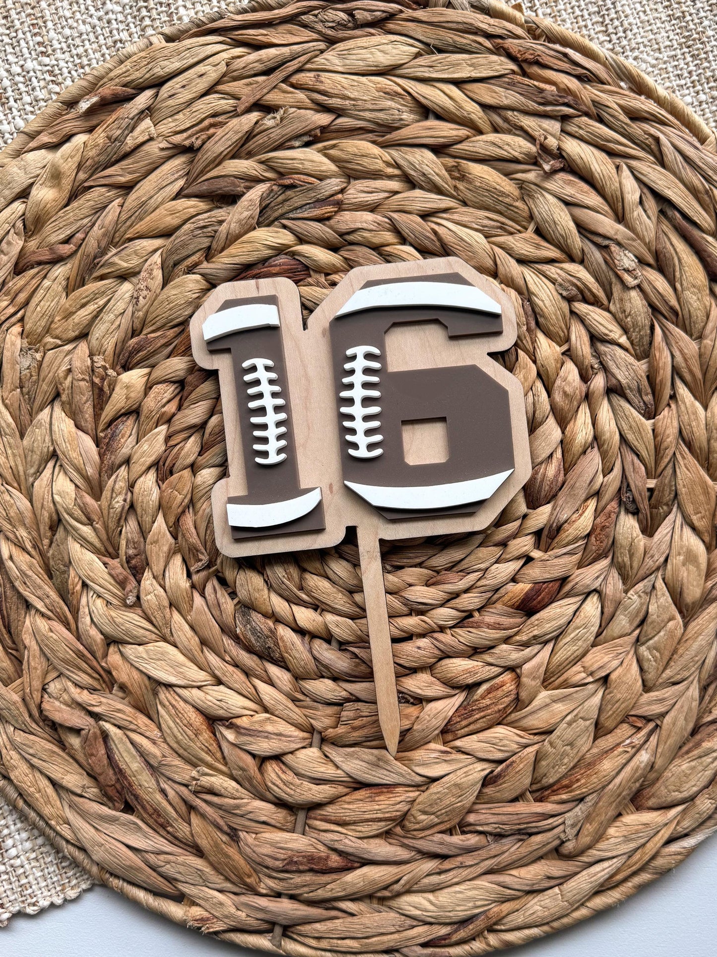 Football Number Cake Topper Custom Age Sports Party Decor Personalized Colors
