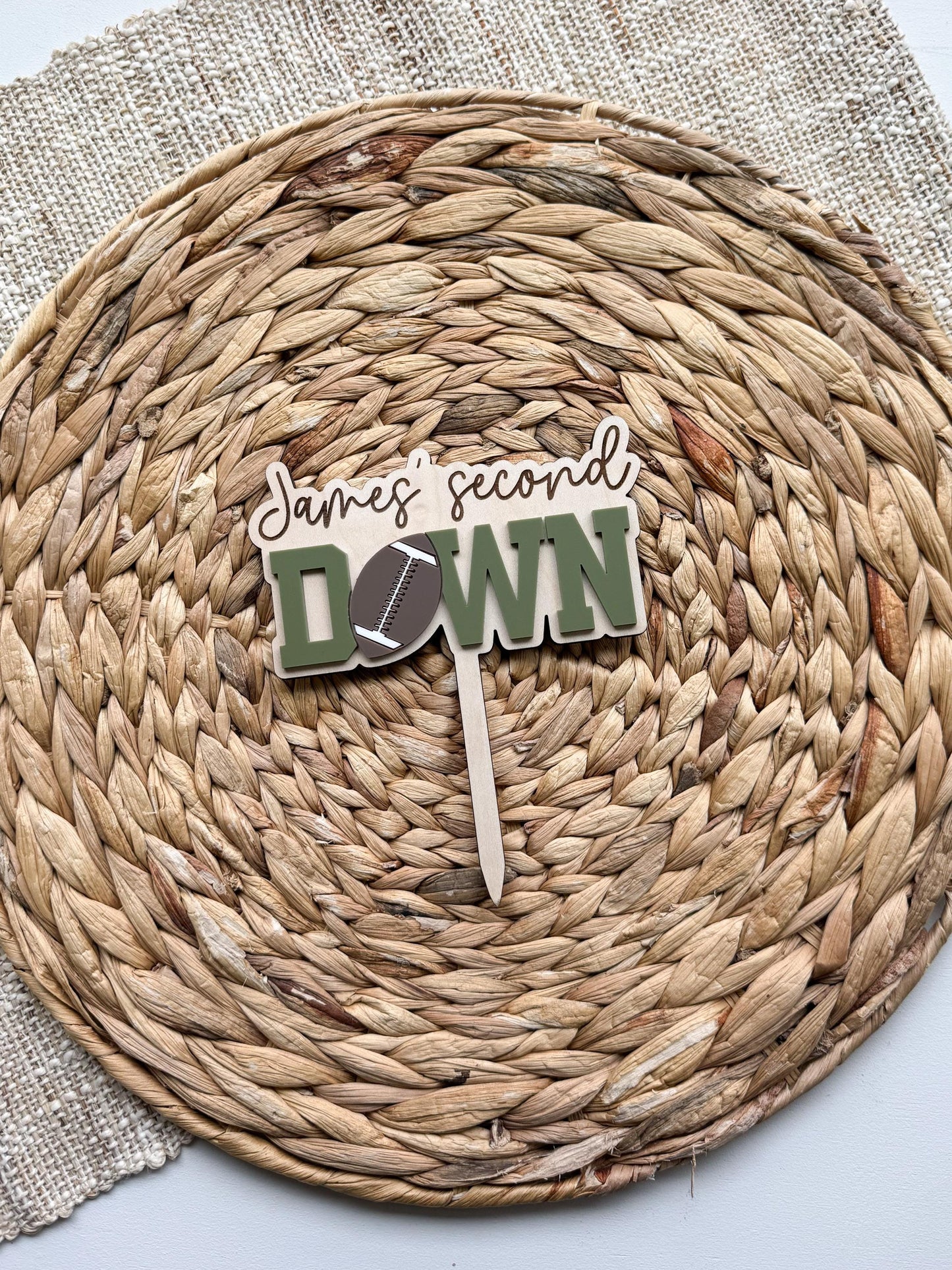 Football Number Cake Topper Custom Age Sports Party Decor Personalized Colors
