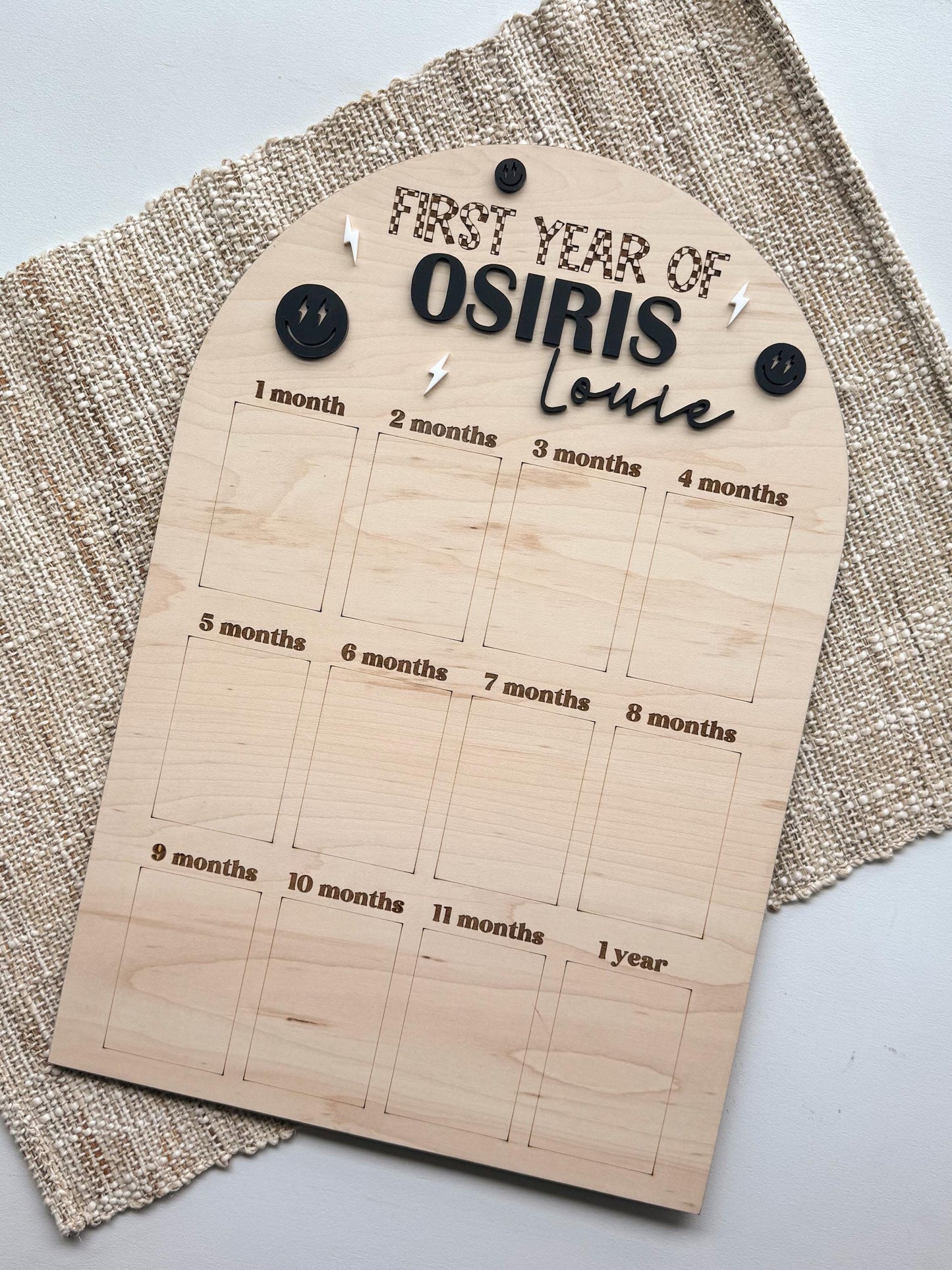 First Year Photo Board | One Cool | Monthly Milestone | 1st Birthday Party Decor | One Year of | Checkerboard | My First Year | Rad Boy Girl