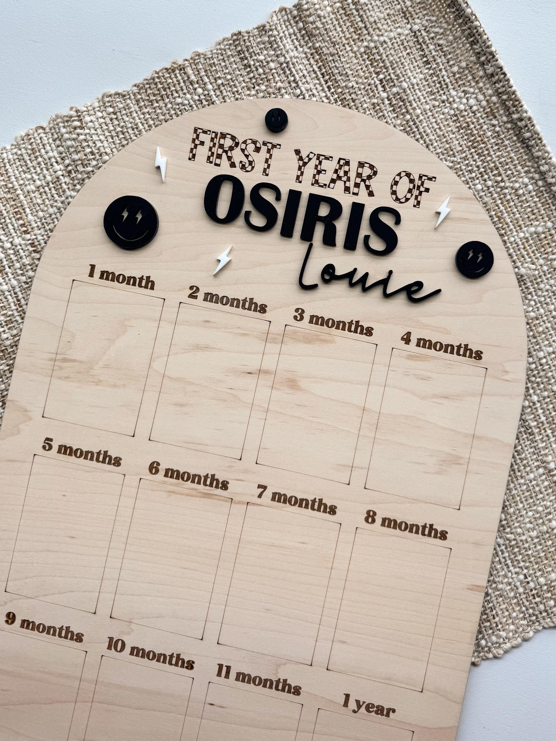 First Year Photo Board | One Cool | Monthly Milestone | 1st Birthday Party Decor | One Year of | Checkerboard | My First Year | Rad Boy Girl