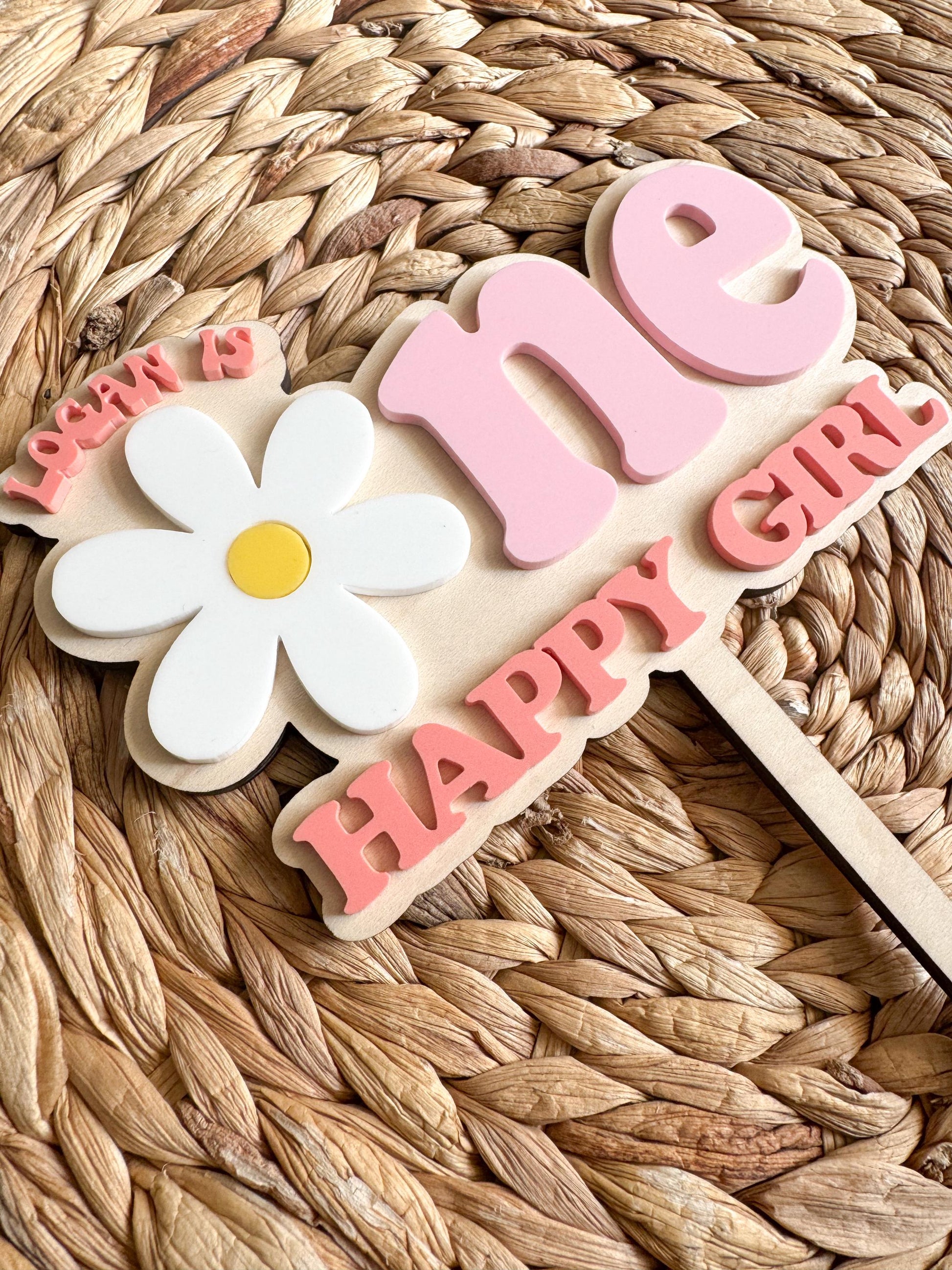 One Sweet Daisy Cake Topper First Birthday Floral Party Decor Personalized Name Retro