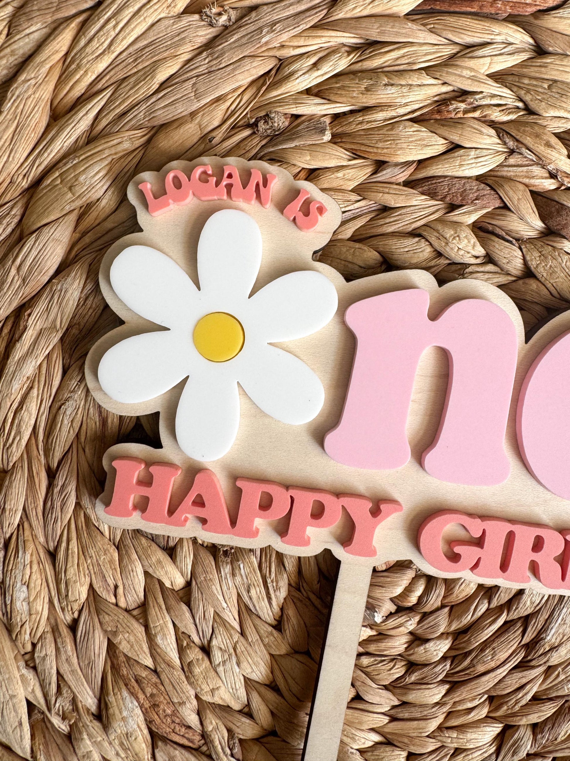 One Sweet Daisy Cake Topper First Birthday Floral Party Decor Personalized Name Retro