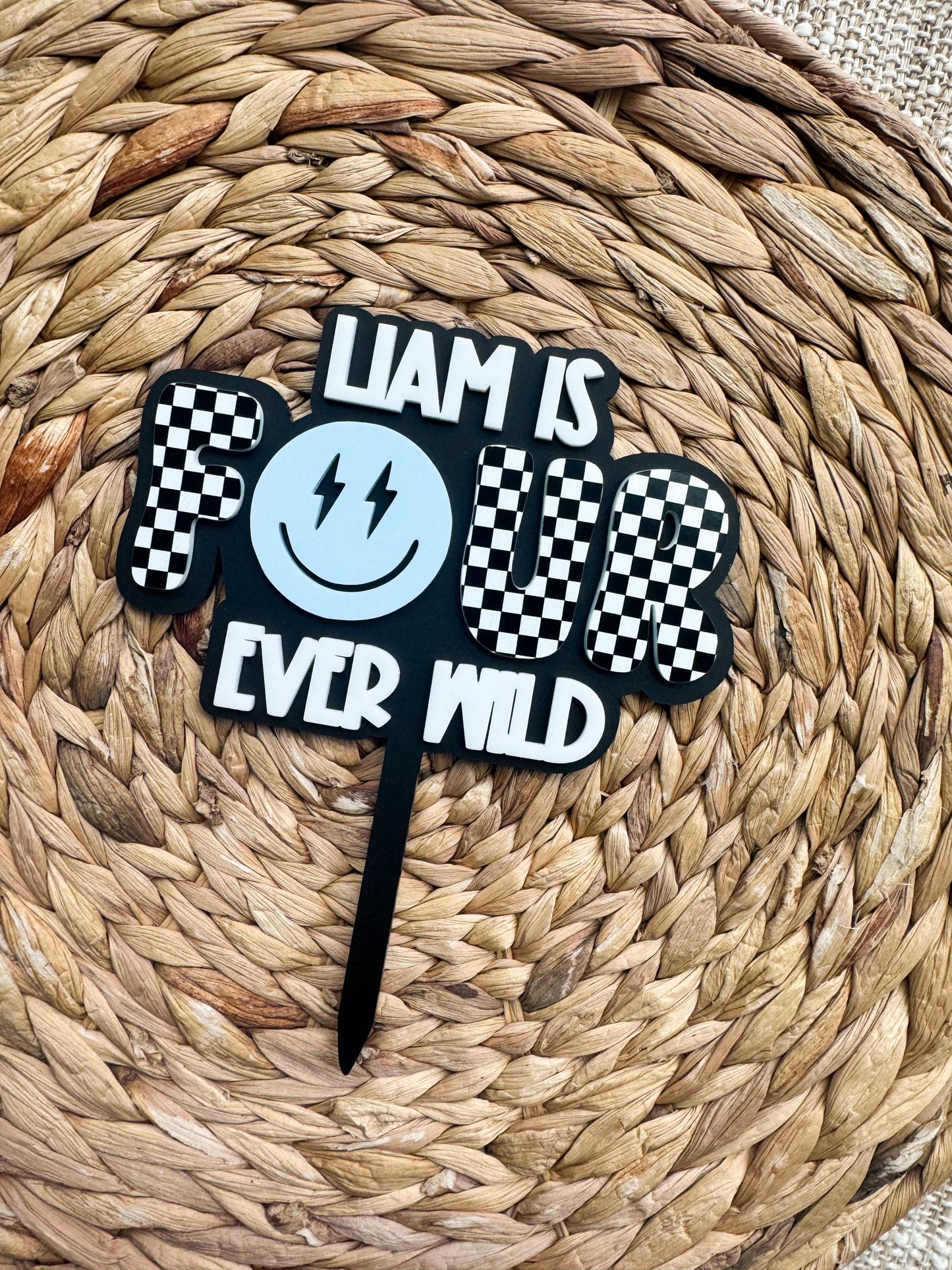 4th Birthday Cake Topper Four Ever Wild Personalized Name Wild Party Decor