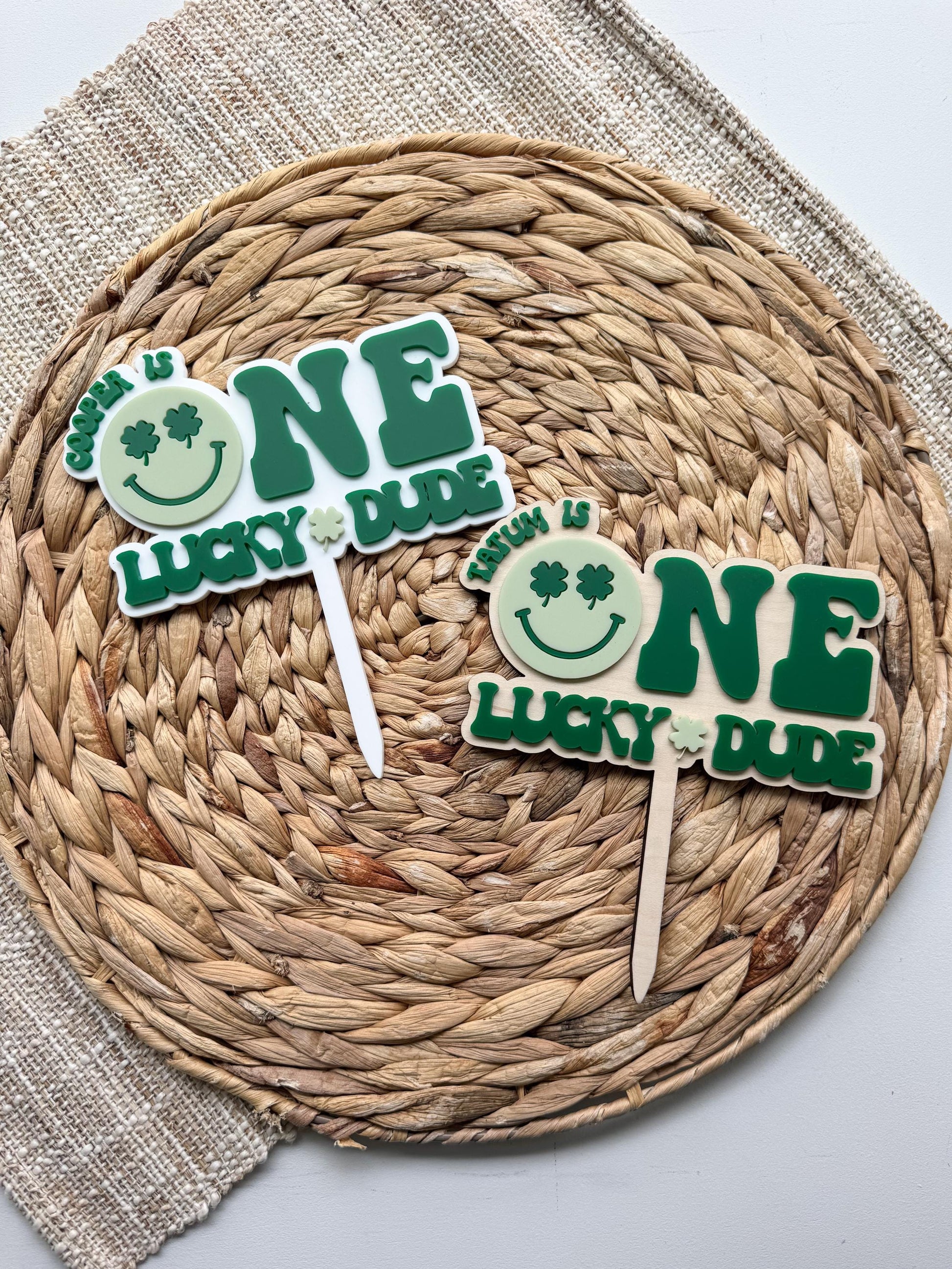 One Lucky Dude First Cake Topper | 1st Birthday Party Decor | St Patricks theme