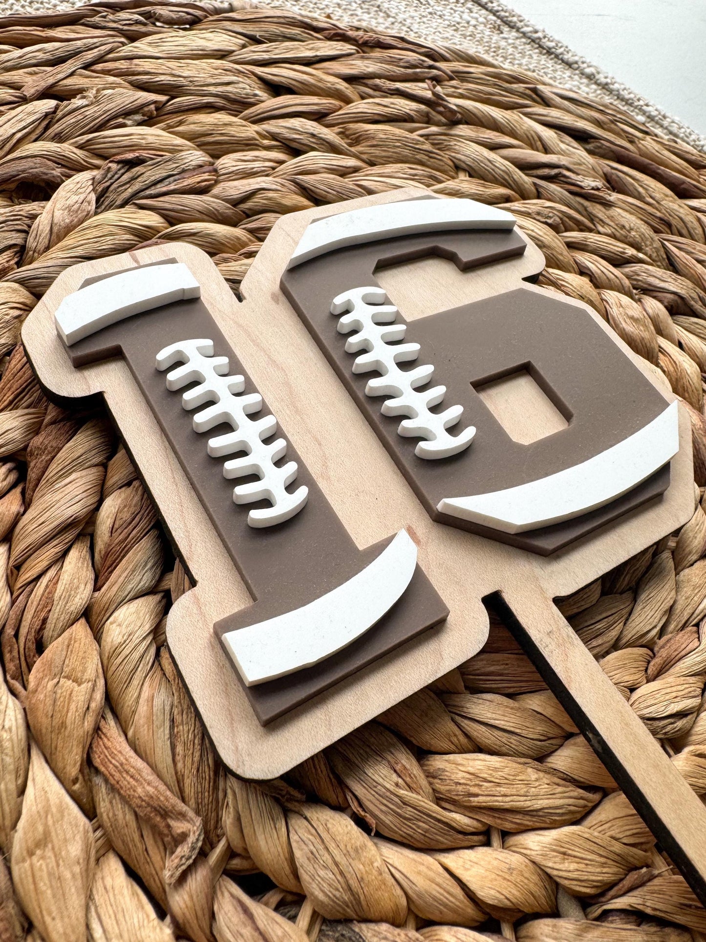 Football Number Cake Topper Custom Age Sports Party Decor Personalized Colors