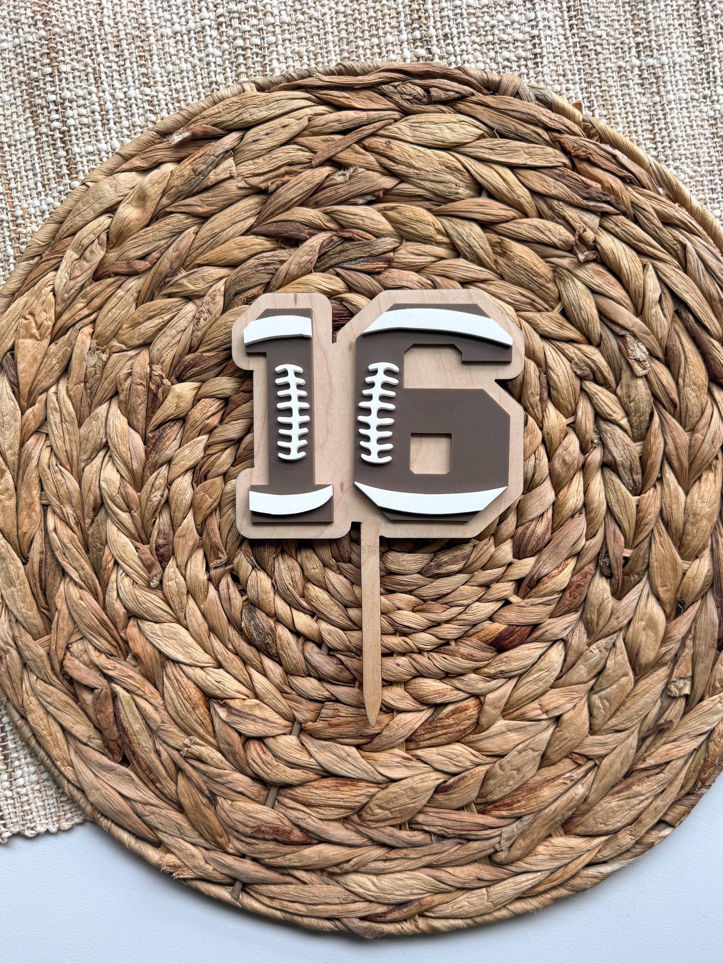 Football Number Cake Topper Custom Age Sports Party Decor Personalized Colors