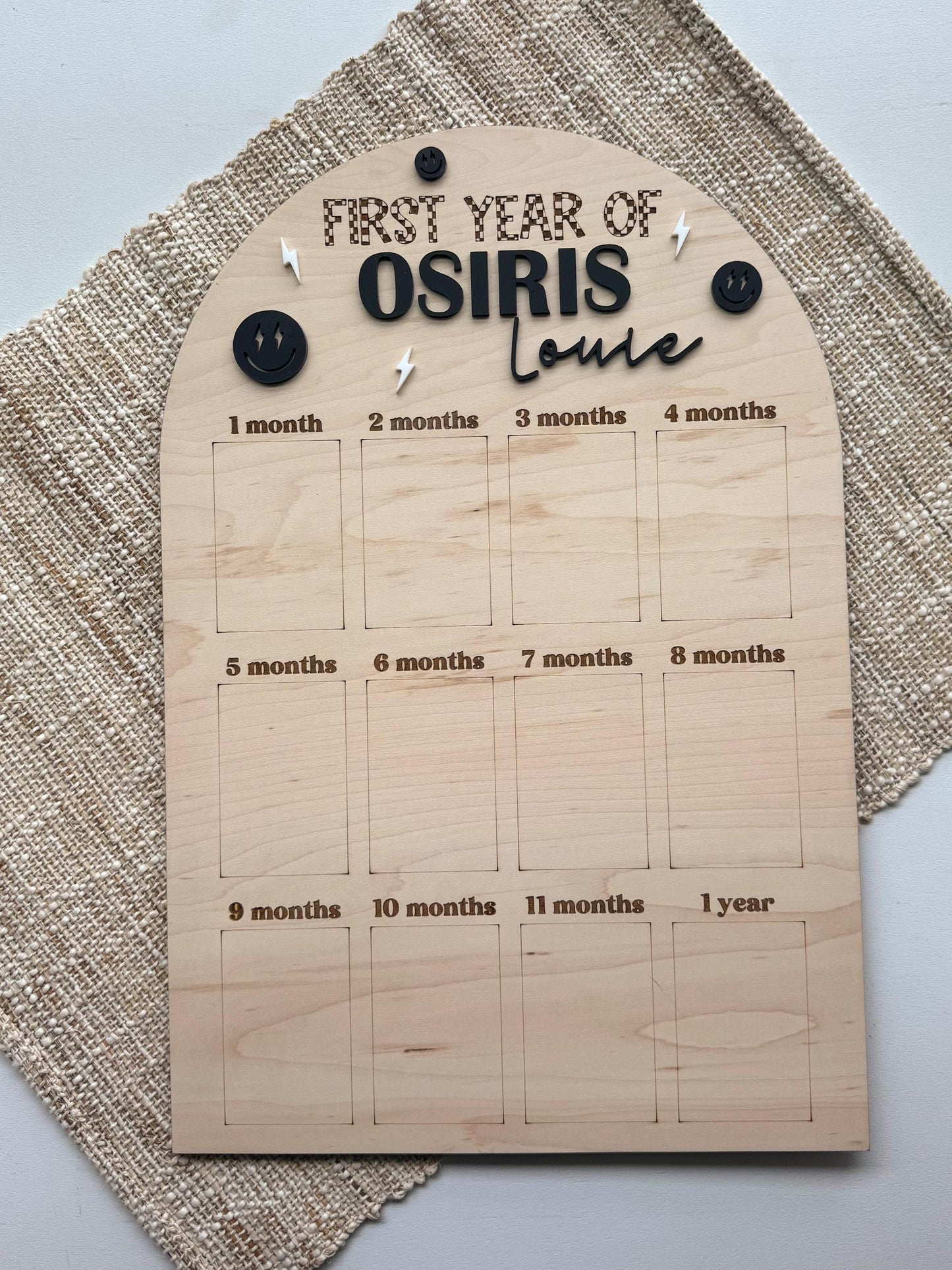 First Year Photo Board | One Cool | Monthly Milestone | 1st Birthday Party Decor | One Year of | Checkerboard | My First Year | Rad Boy Girl