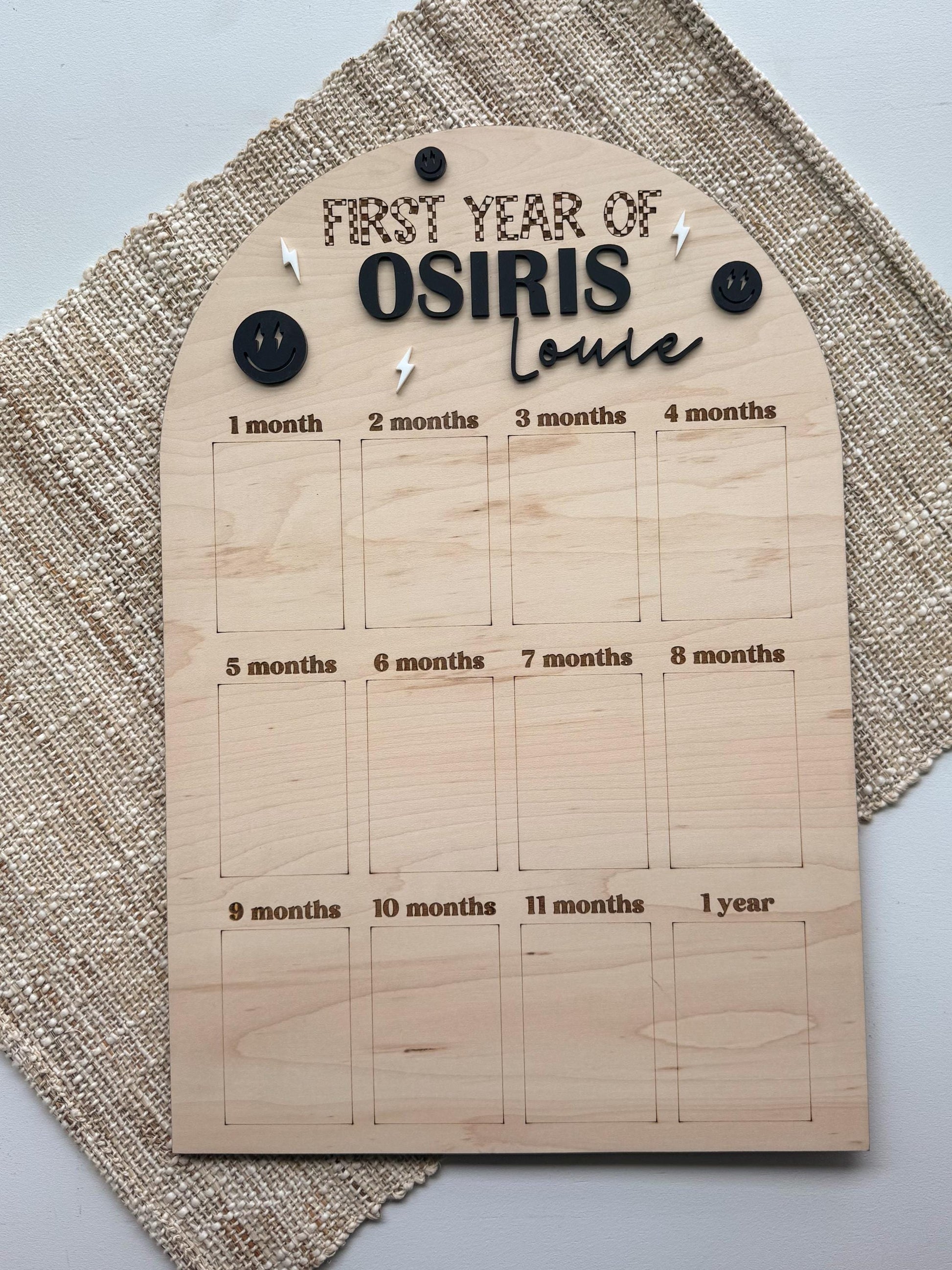 First Year Photo Board | One Cool | Monthly Milestone | 1st Birthday Party Decor | One Year of | Checkerboard | My First Year | Rad Boy Girl