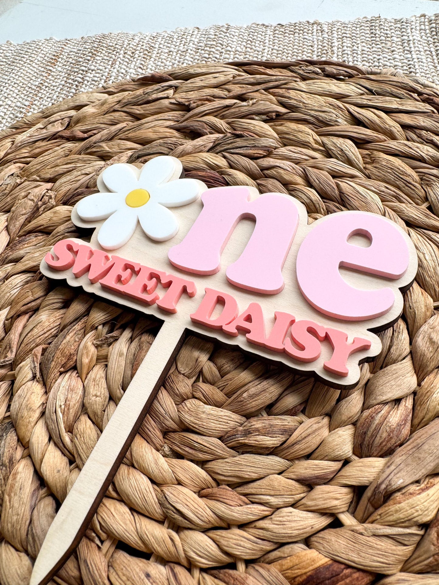One Sweet Daisy Cake Topper First Birthday Floral Party Decor Personalized Name Retro