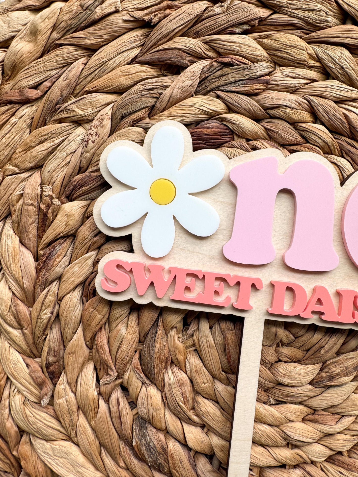 One Sweet Daisy Cake Topper First Birthday Floral Party Decor Personalized Name Retro