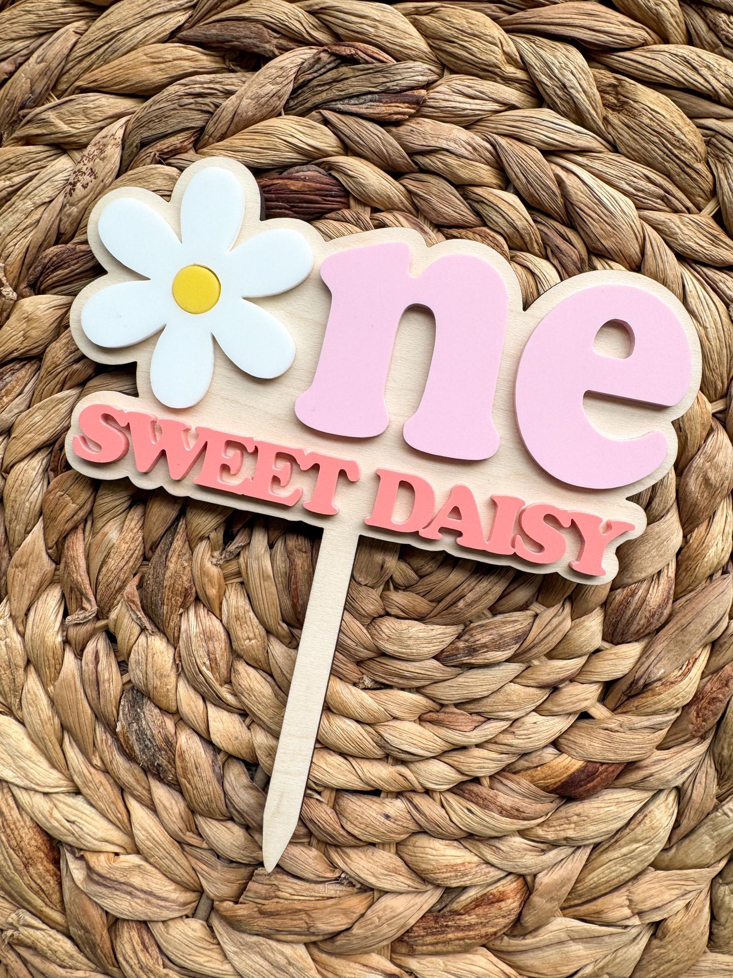 One Sweet Daisy Cake Topper First Birthday Floral Party Decor Personalized Name Retro