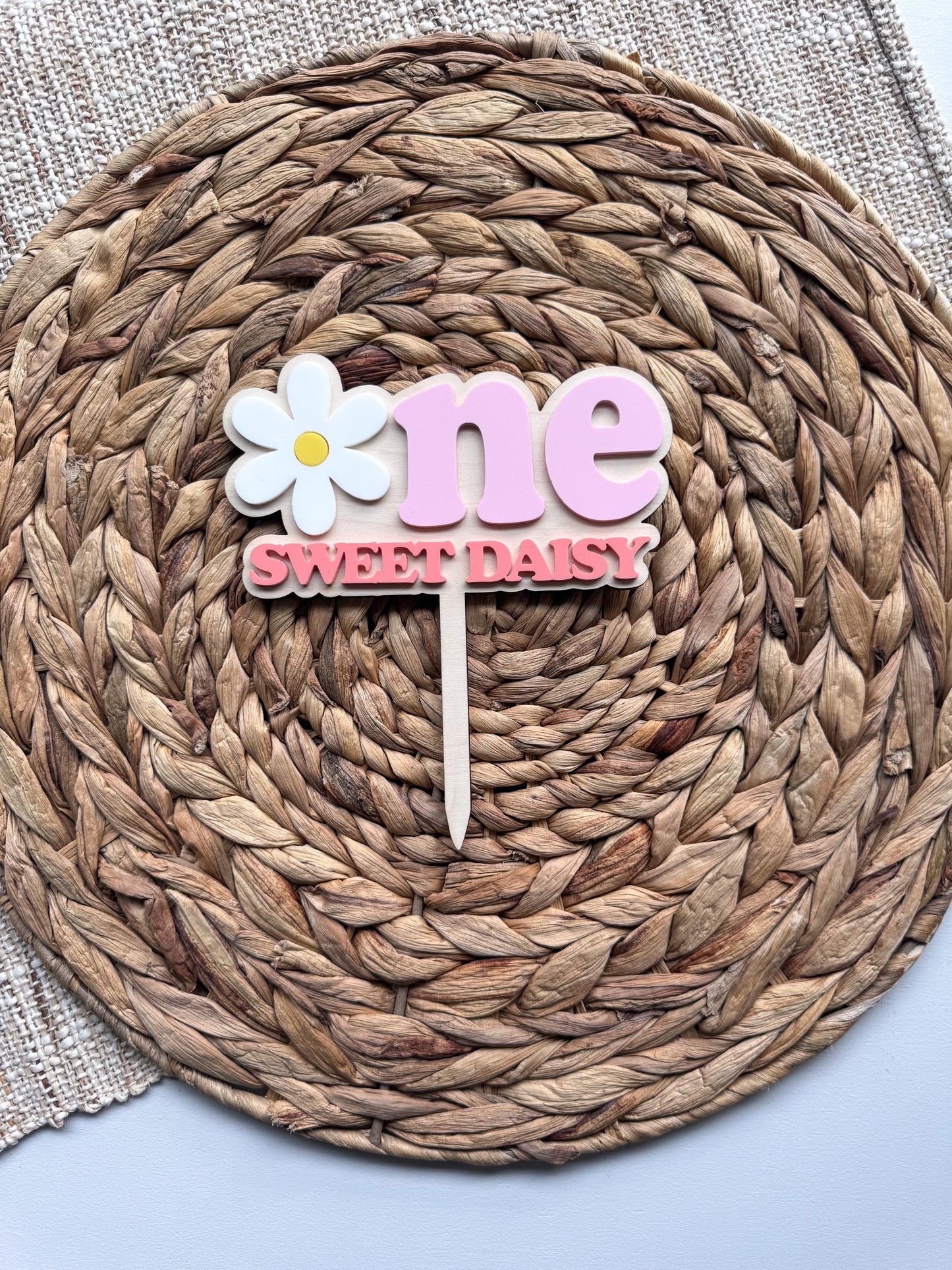 One Sweet Daisy Cake Topper First Birthday Floral Party Decor Personalized Name Retro